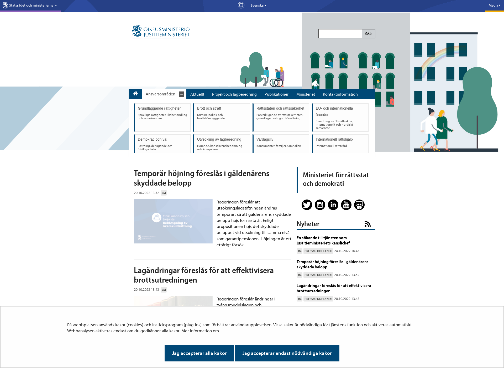 Screenshot for justitieministeriet.fi