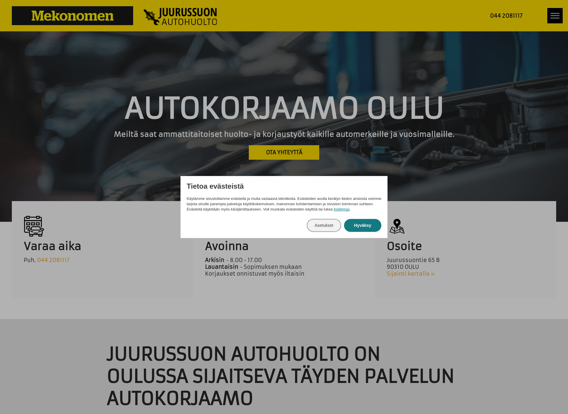 Screenshot for juurussuonautohuolto.fi