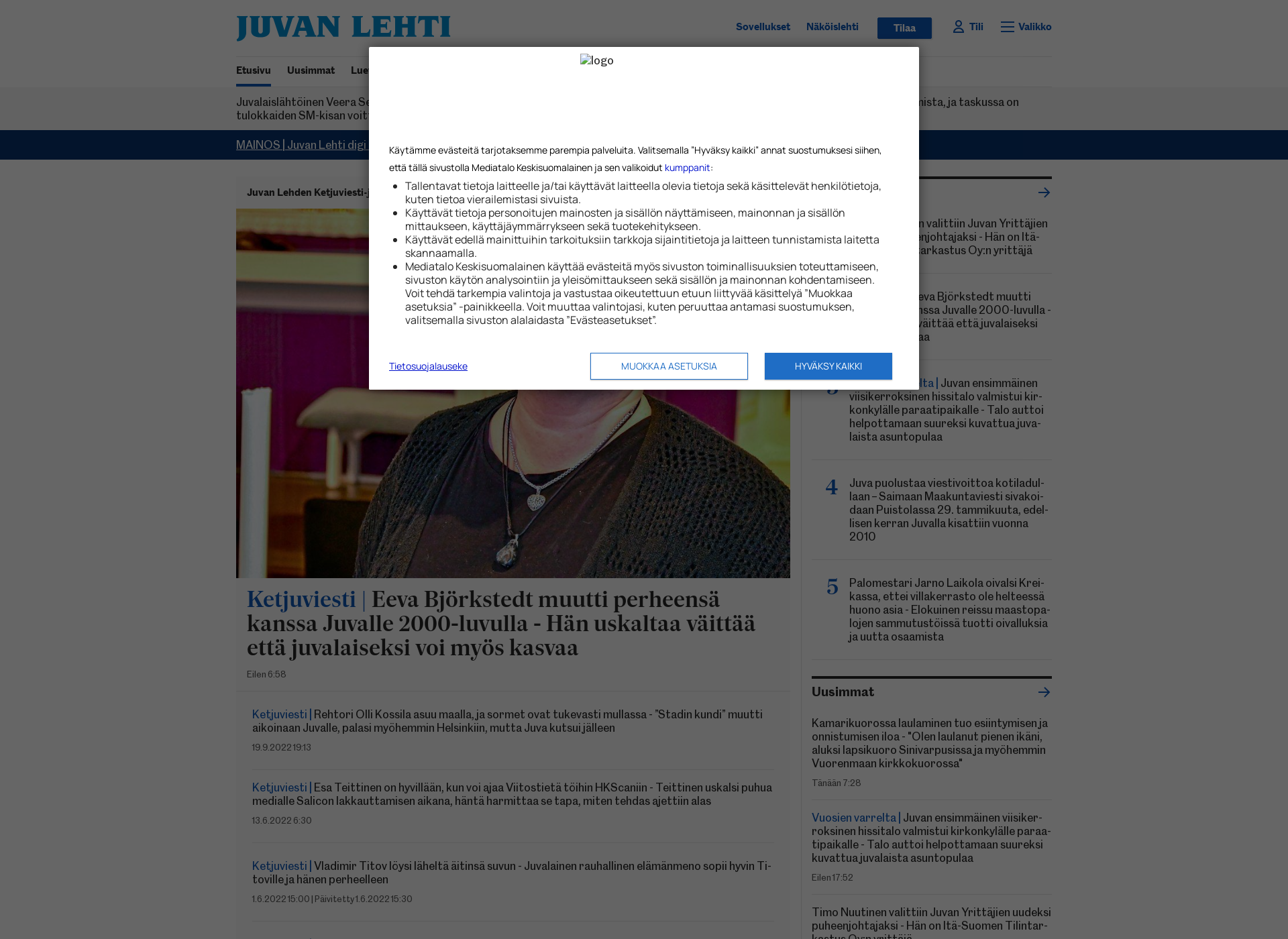 Screenshot for juvanlehti.fi
