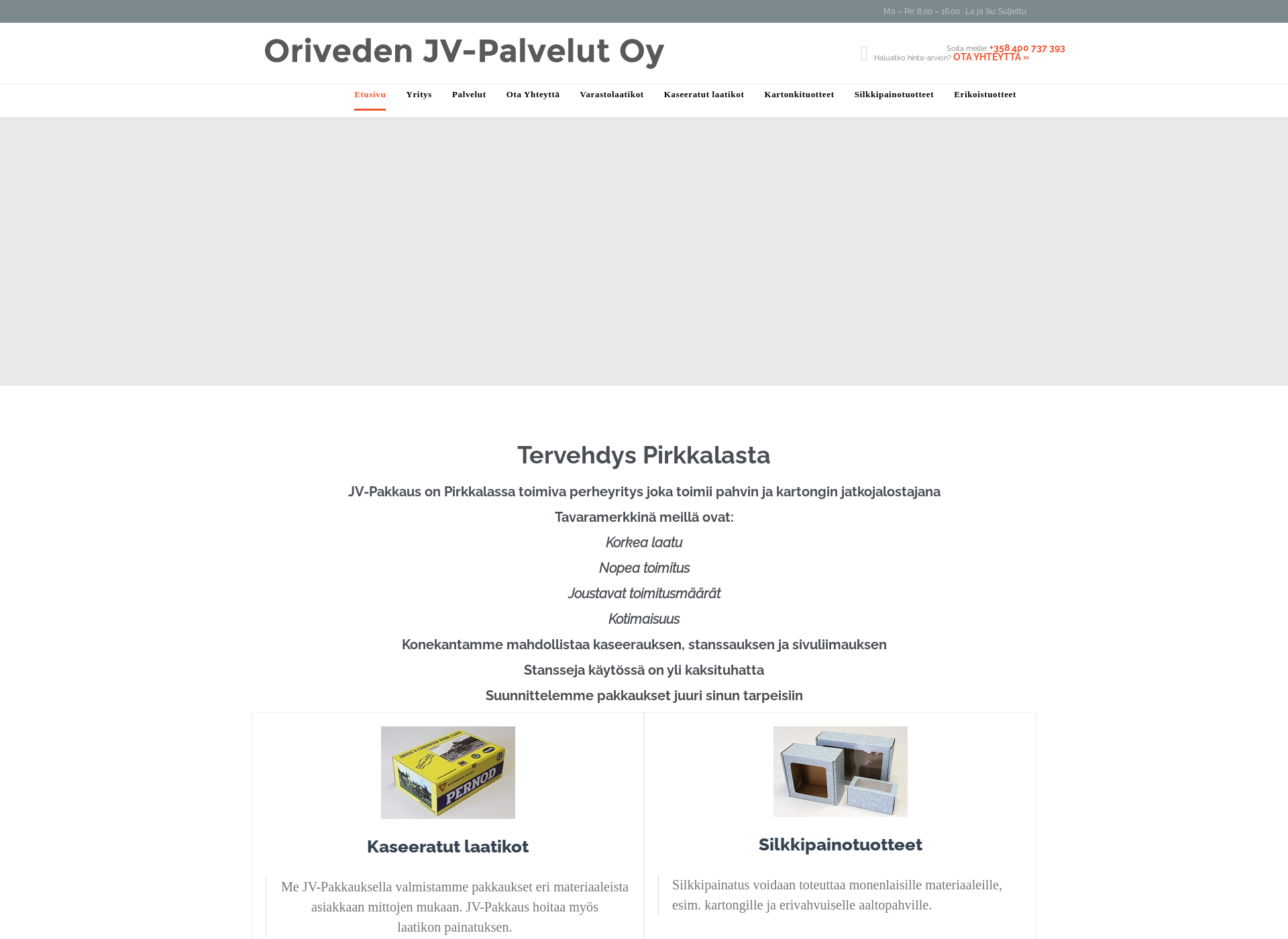 Skärmdump för jv-palvelut.fi