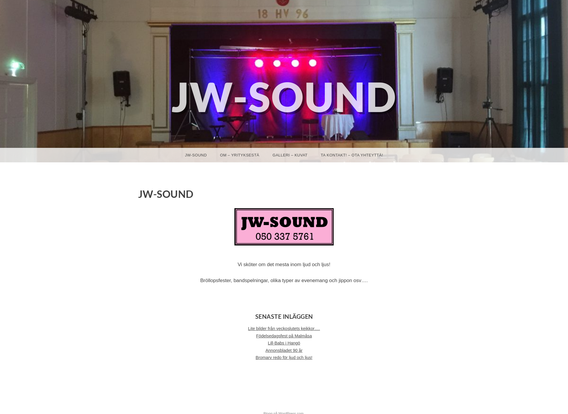 Skärmdump för jw-sound.fi