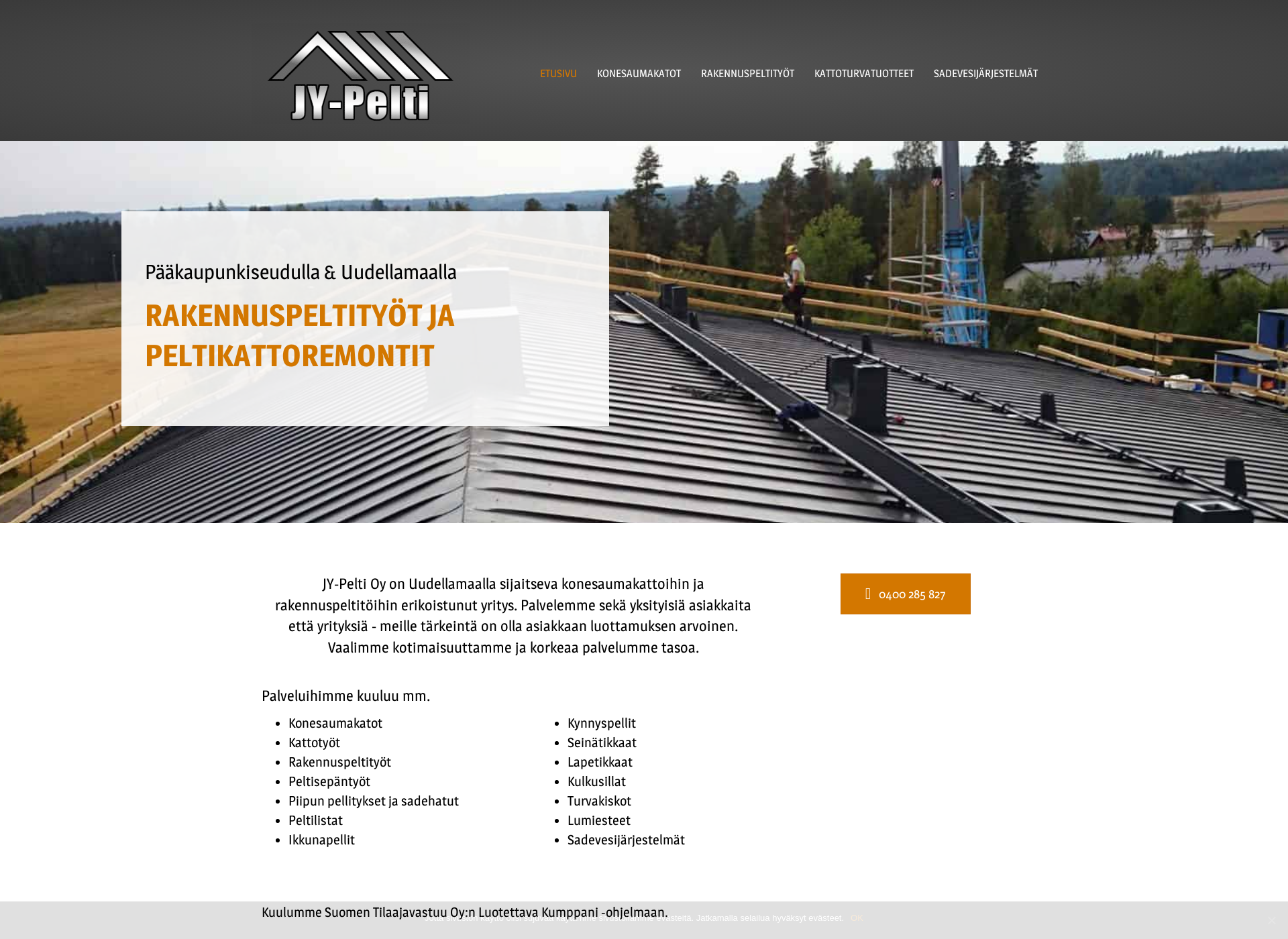 Skärmdump för jy-pelti.fi