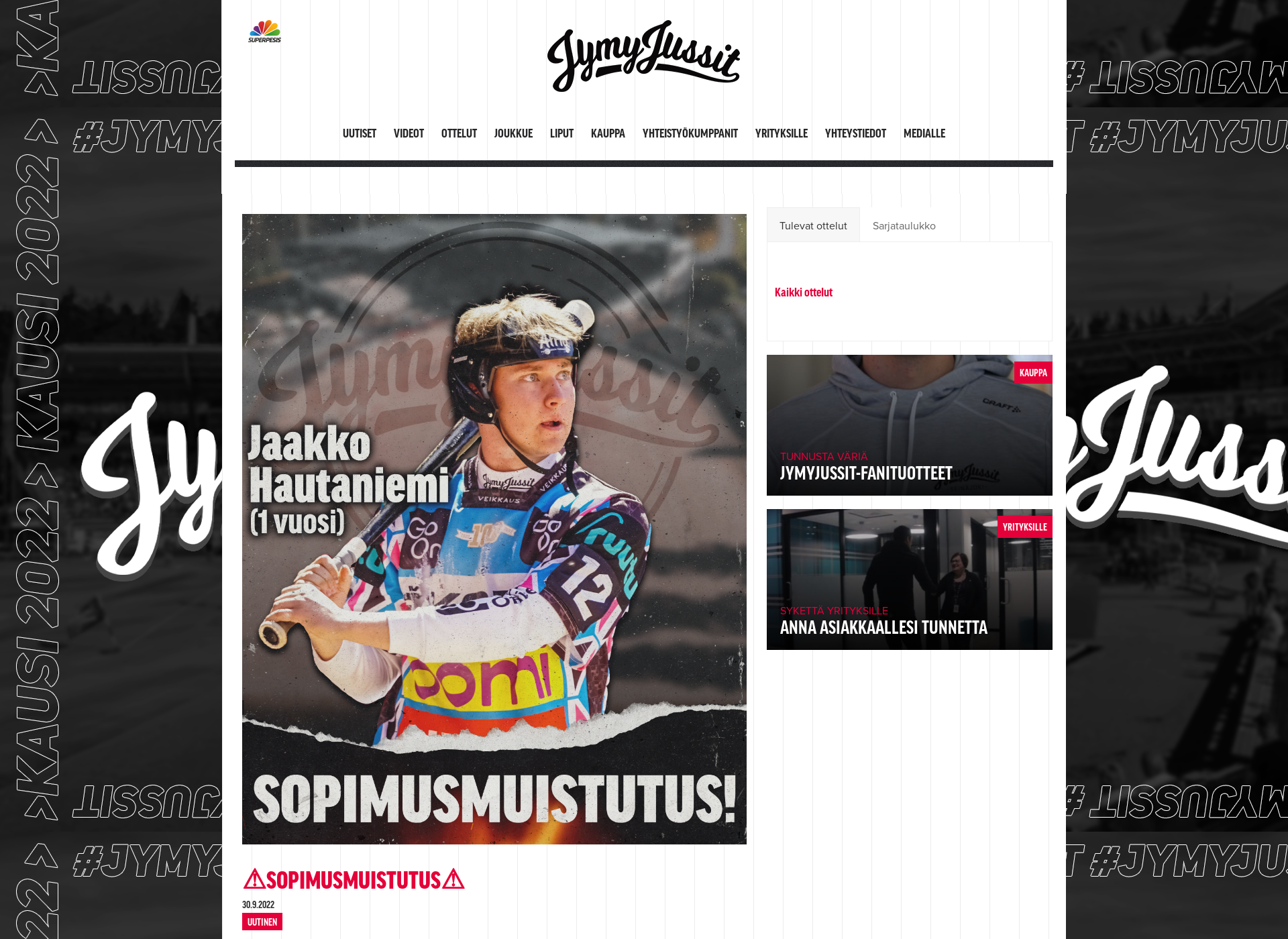 Skärmdump för jymyjussit.fi