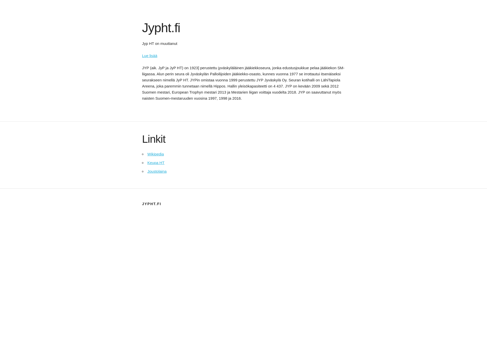 Skärmdump för jypht.fi