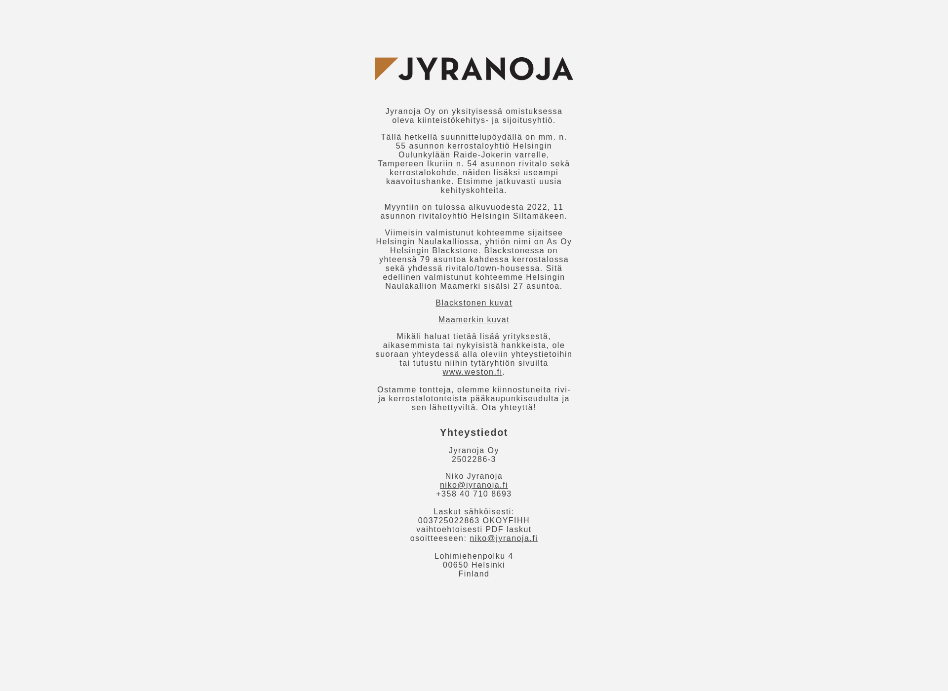 Skärmdump för jyranoja.fi