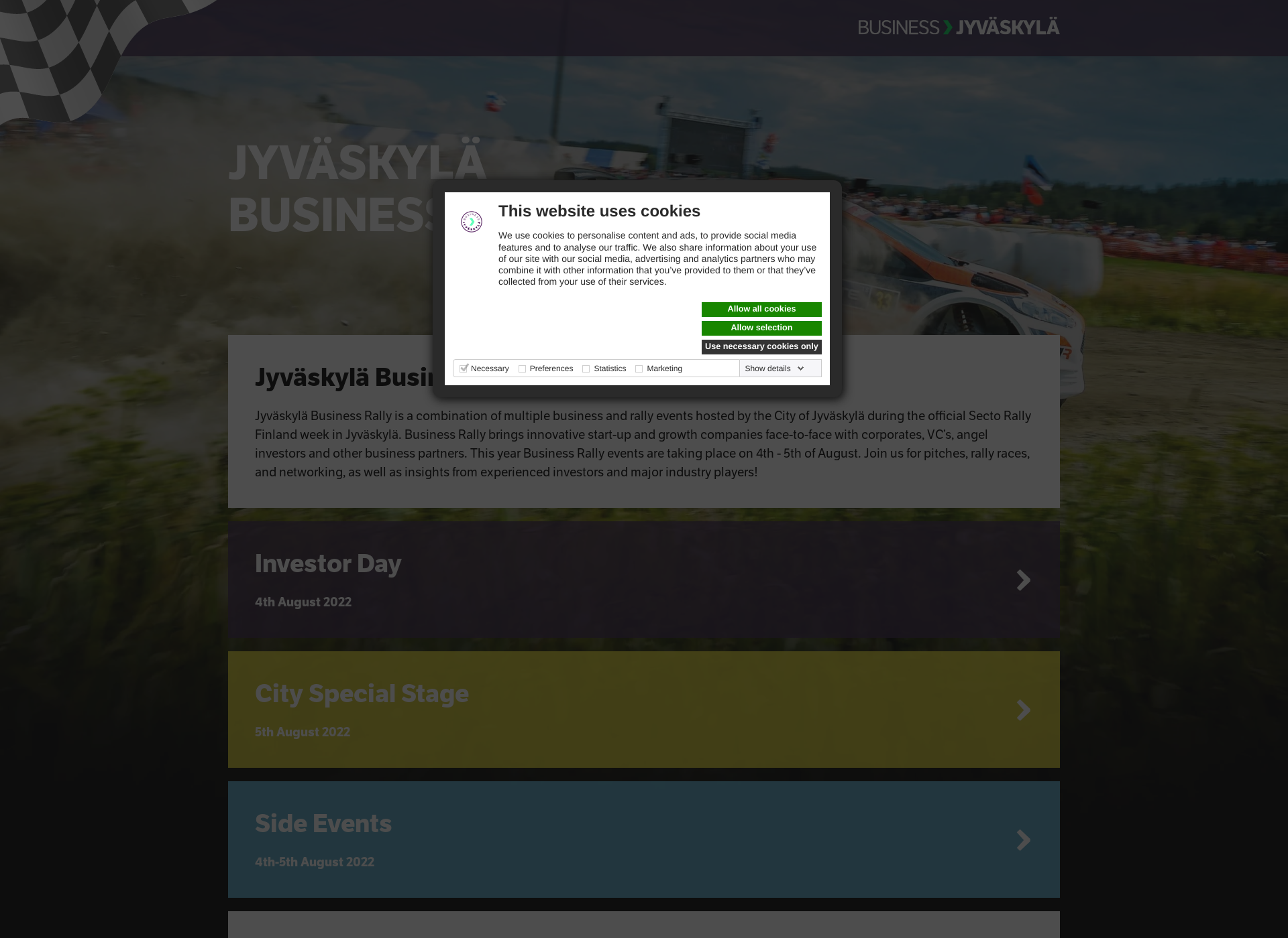 Screenshot for jyvaskylabusinessrally.fi