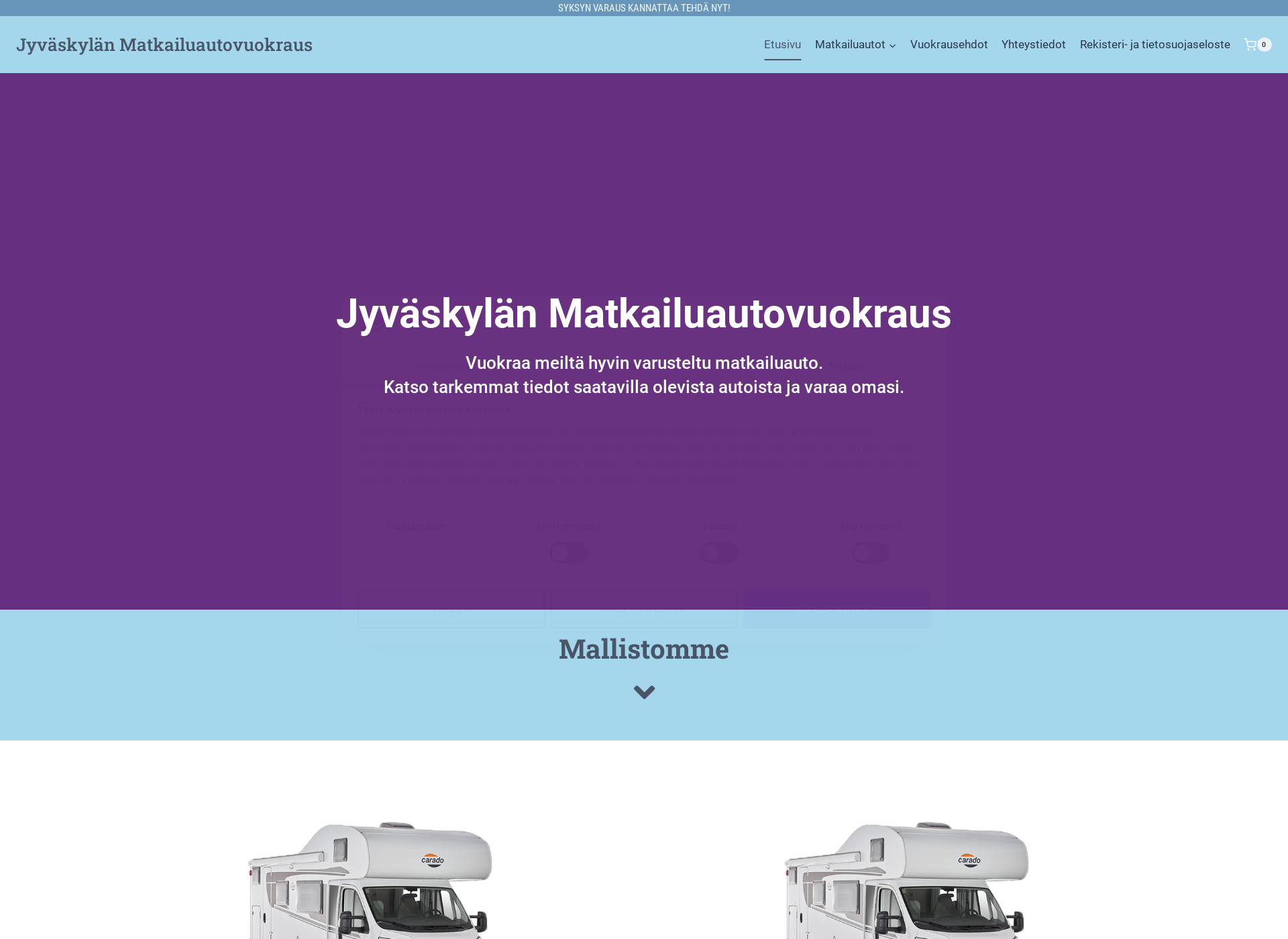 Skärmdump för jyvaskylanmatkailuautovuokraus.fi