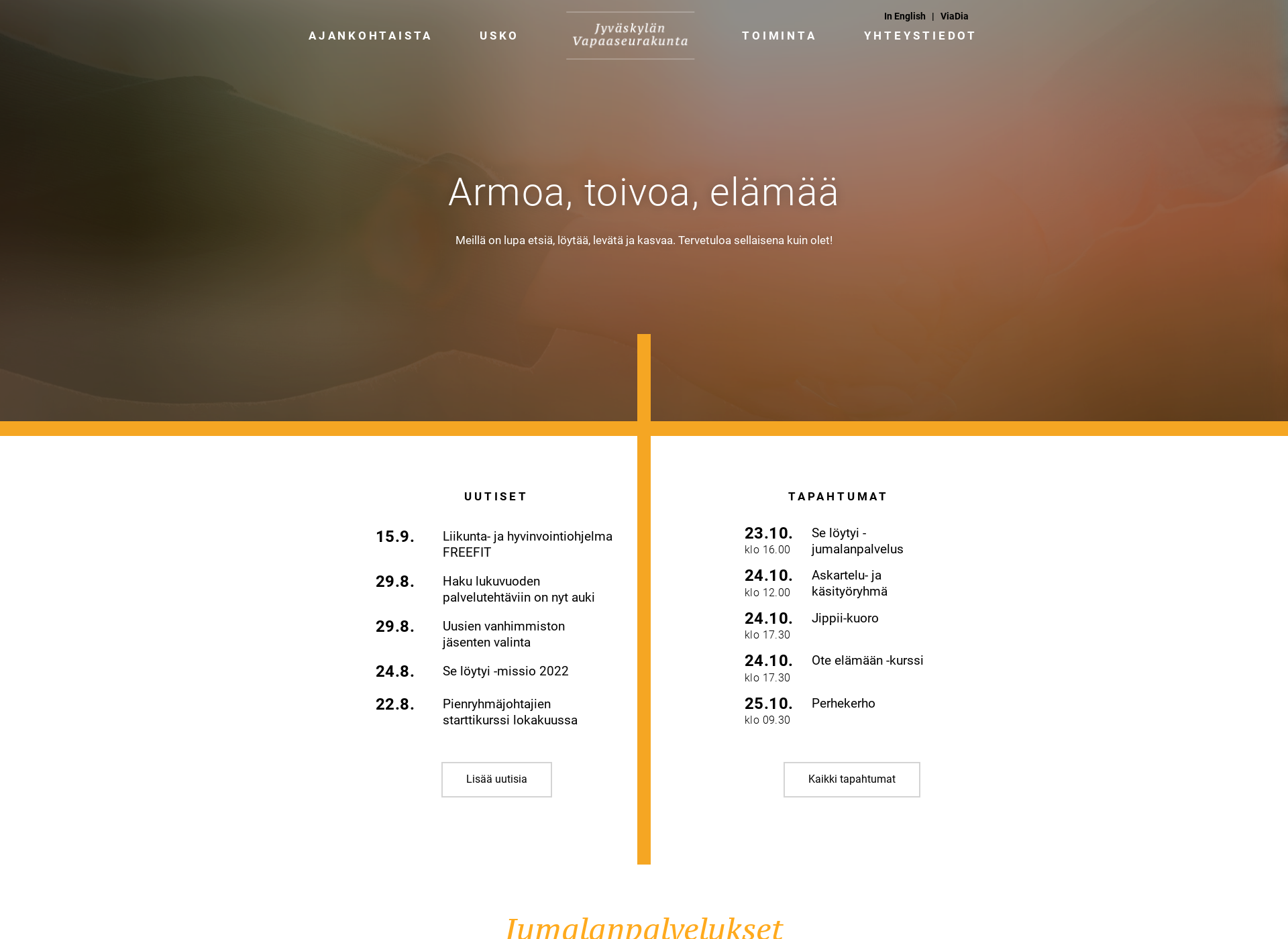 Screenshot for jyvaskylanvapaaseurakunta.fi