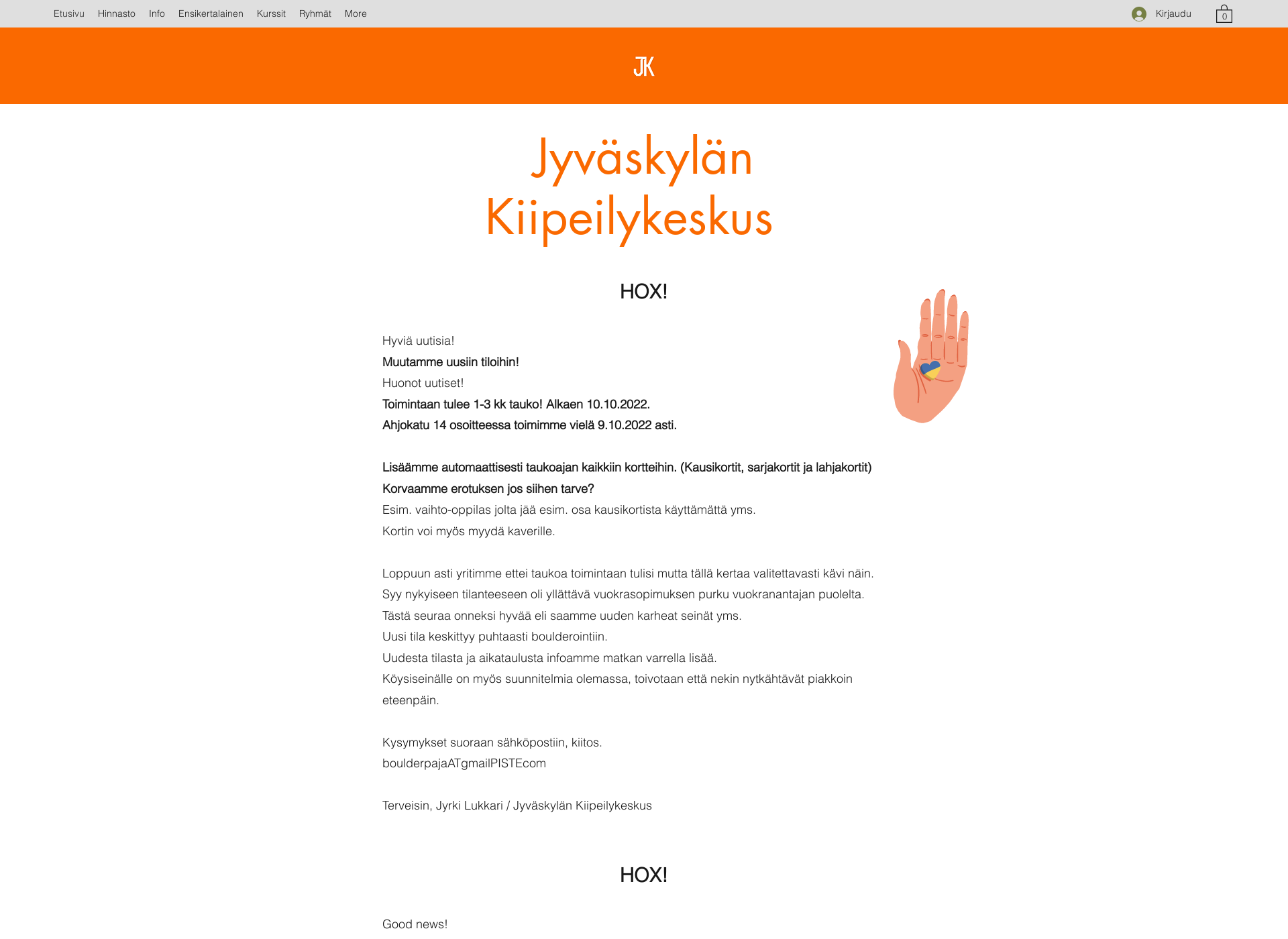 Screenshot for jyväskylänkiipeilykeskus.fi