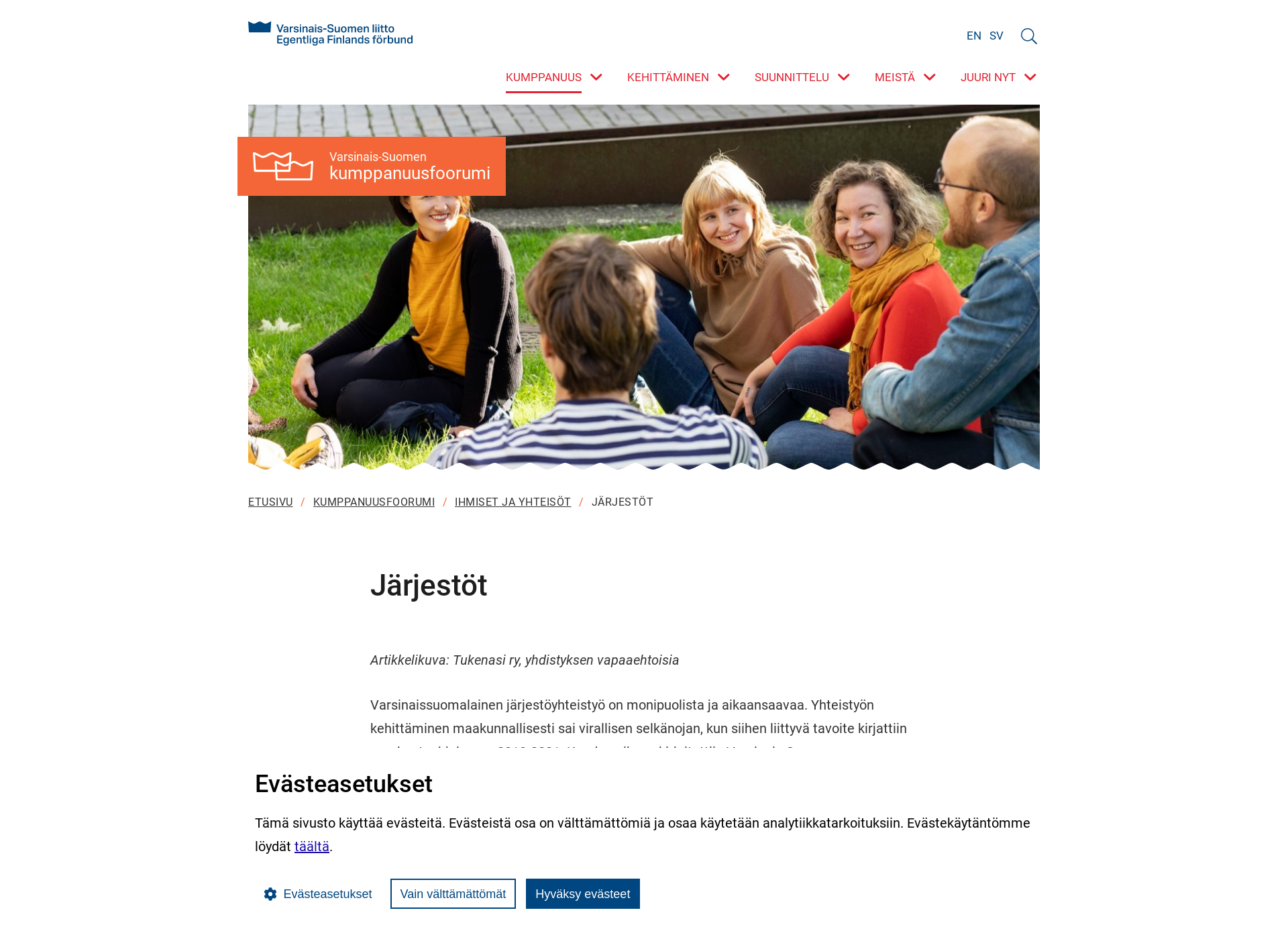 Skärmdump för järjestöfoorumi.fi