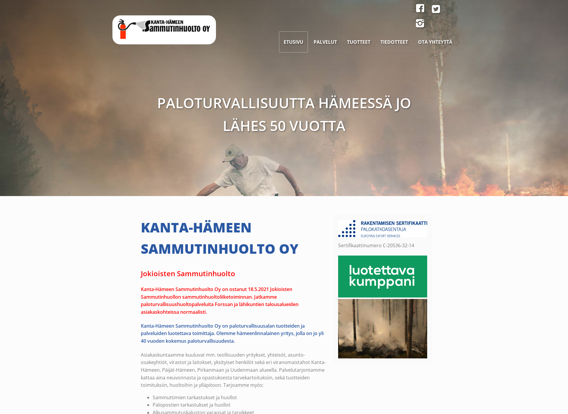 Skärmdump för k-hsammutinhuolto.fi