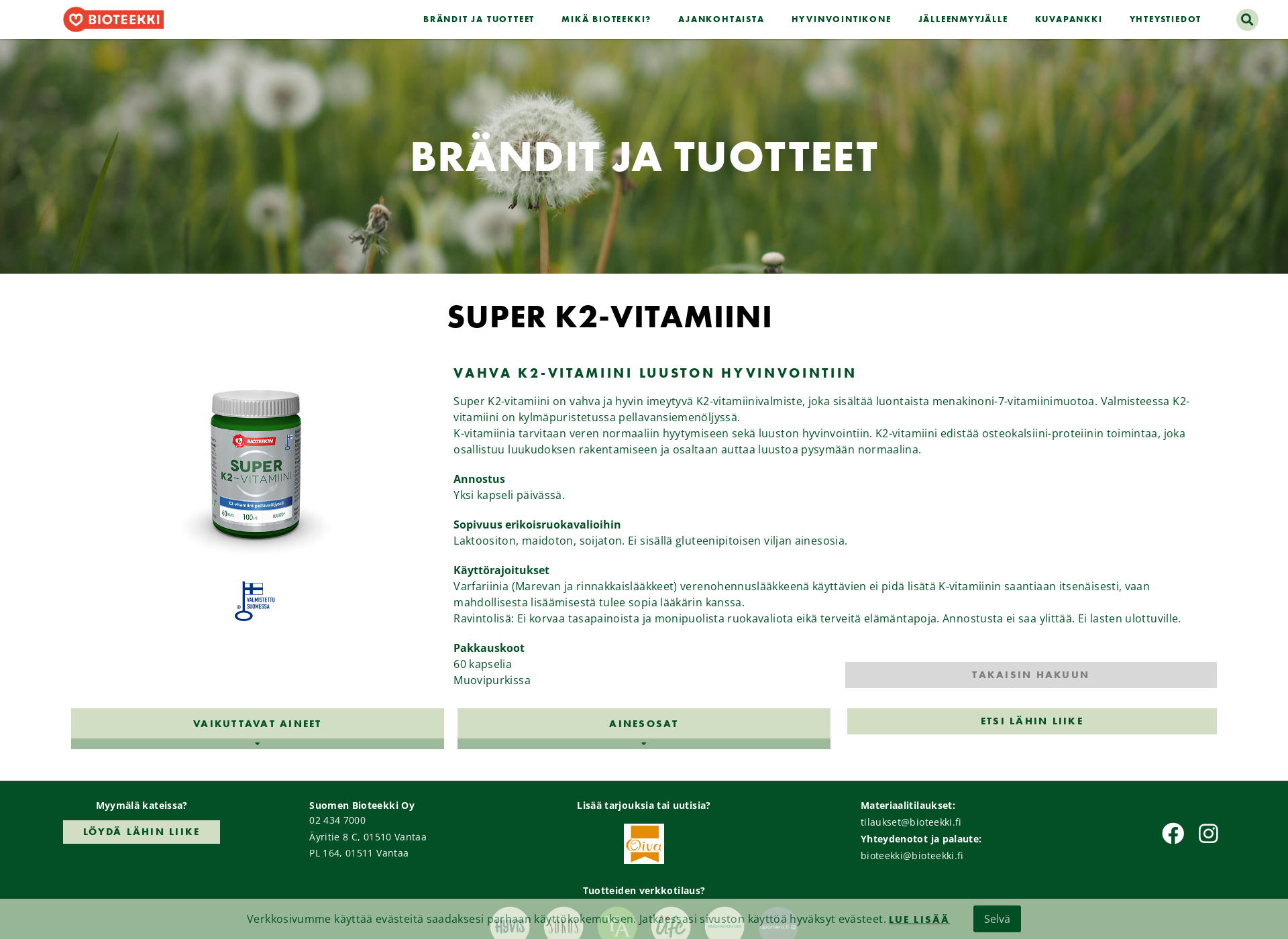 Skärmdump för k-vitamiini.fi