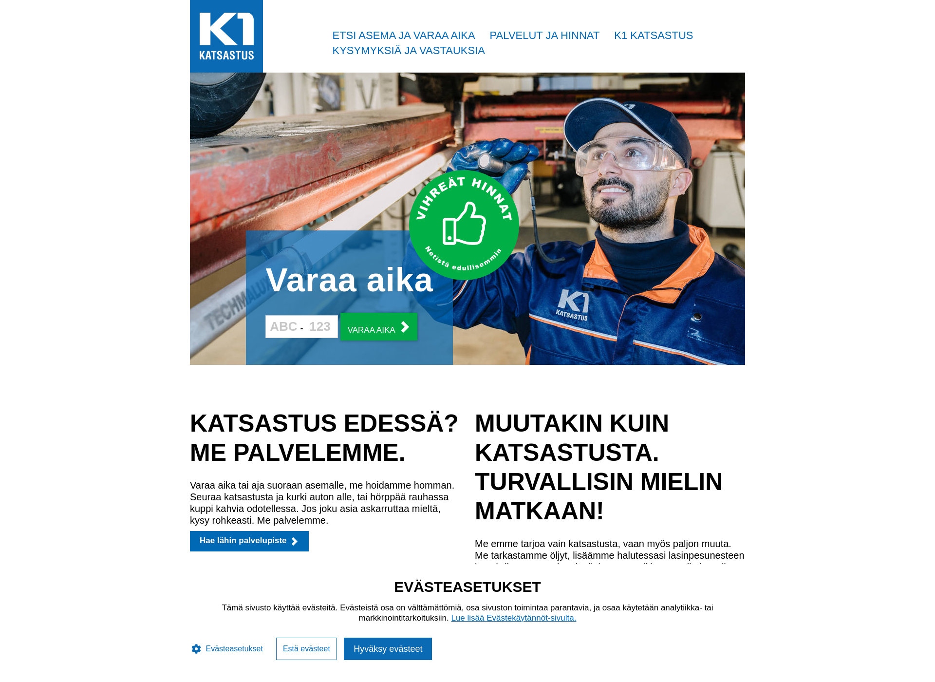 Skärmdump för k1k.fi