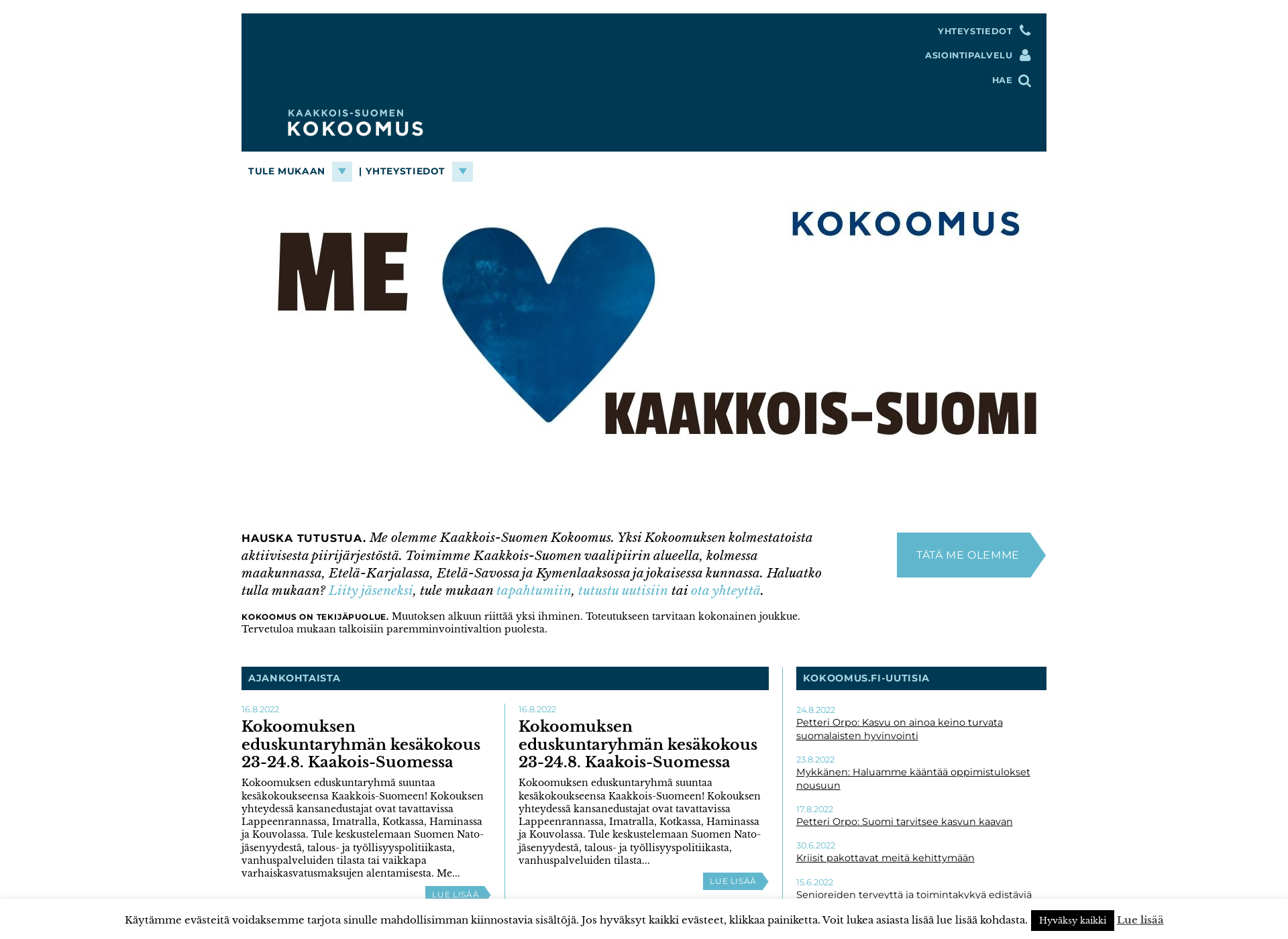 Skärmdump för kaakkois-suomenkokoomus.fi