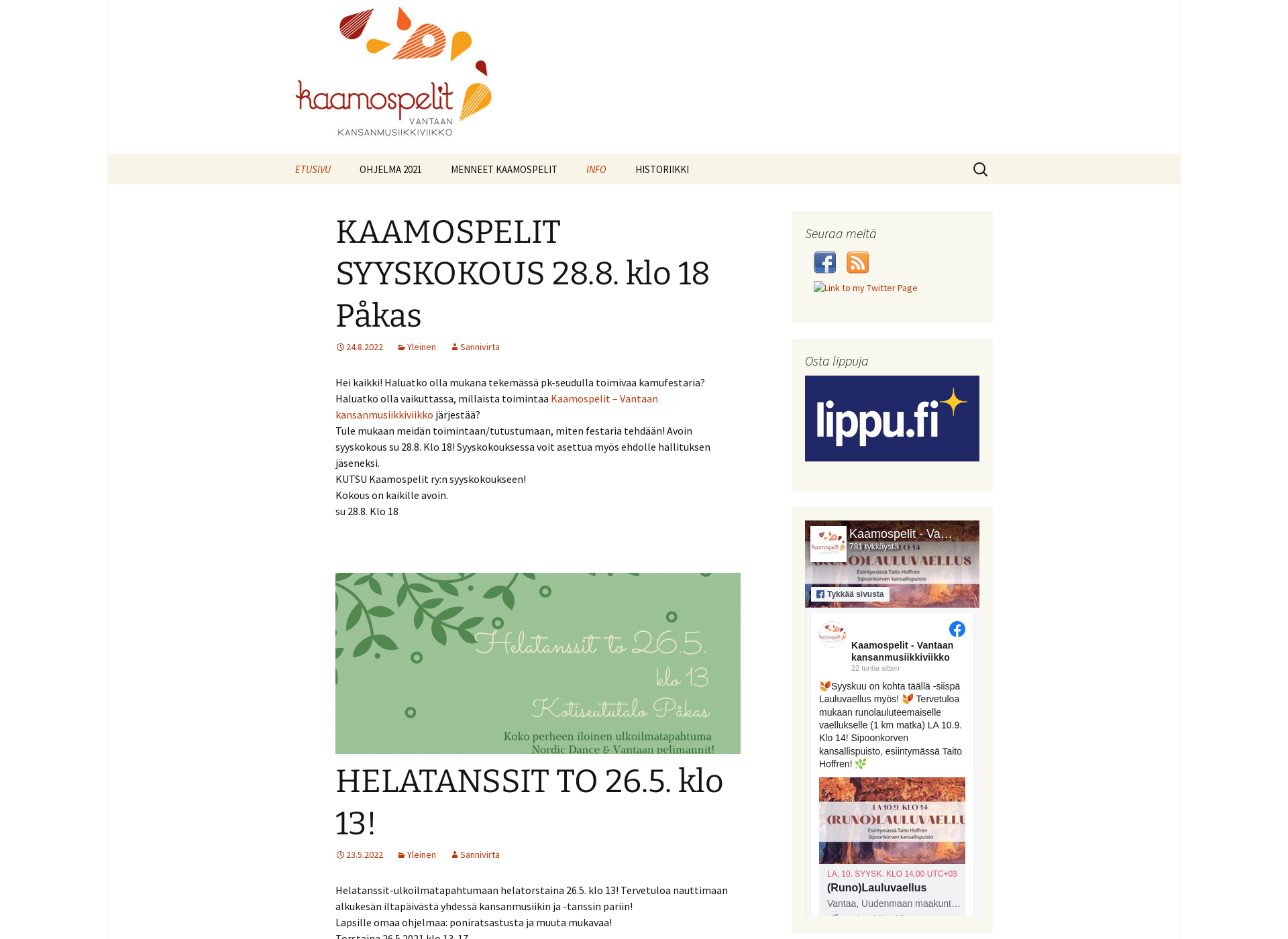 Skärmdump för kaamospelit.fi