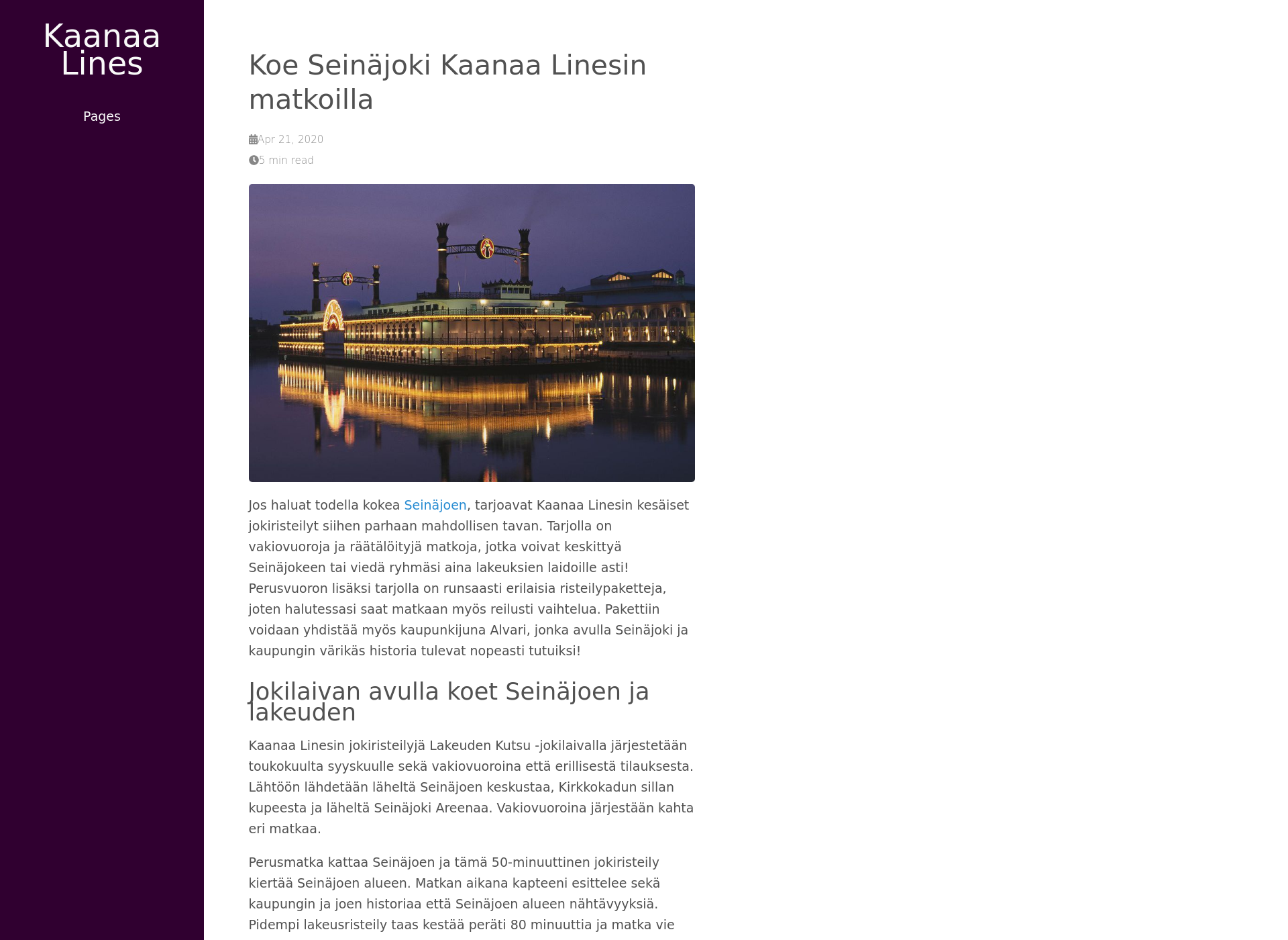 Skärmdump för kaanaalines.fi