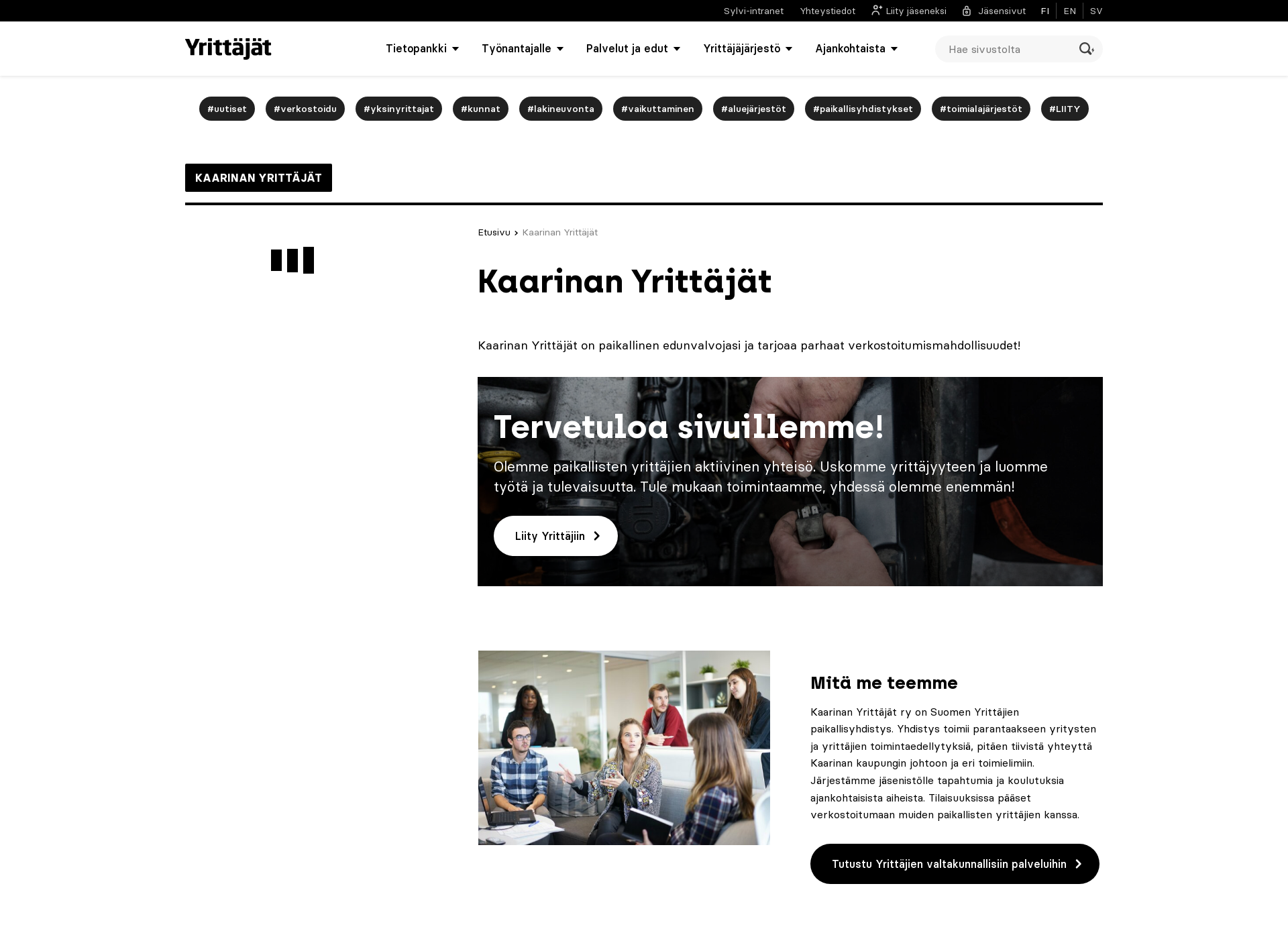 Screenshot for kaarinanyrittajat.fi