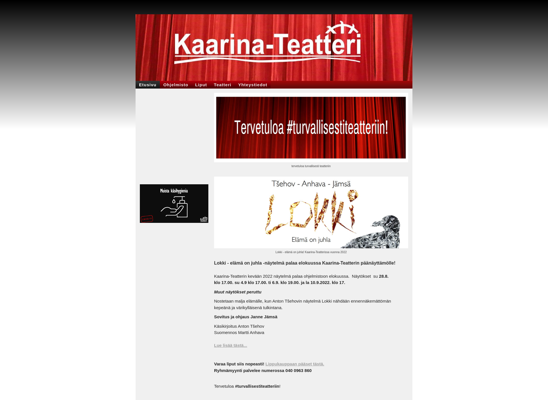 Skärmdump för kaarinateatteri.fi