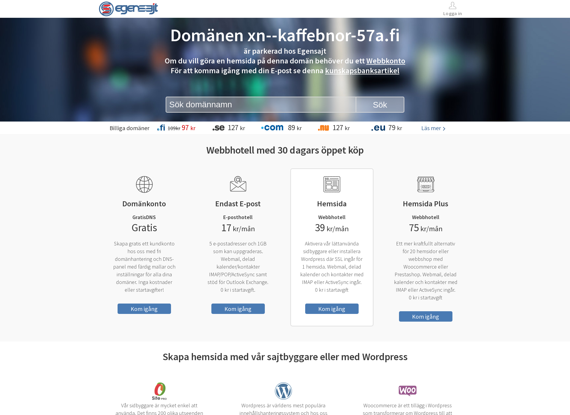 Screenshot for kaffebönor.fi