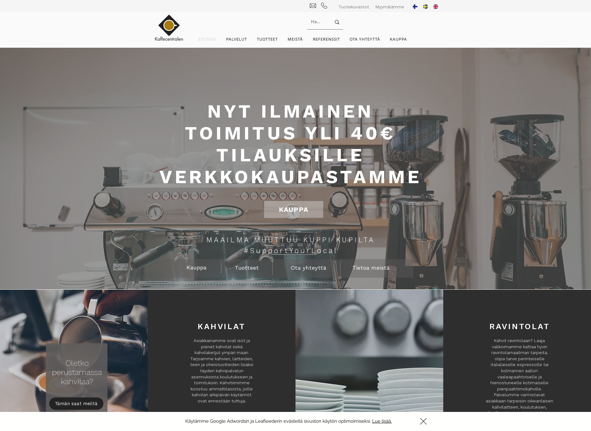 Näyttökuva kaffecentralen.com