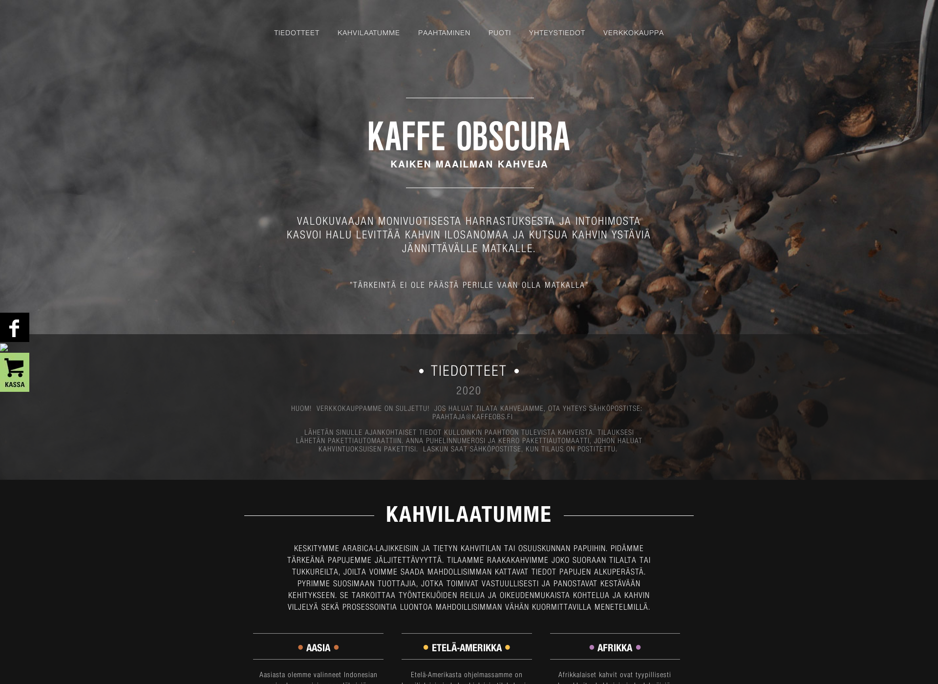 Skärmdump för kaffeobs.fi