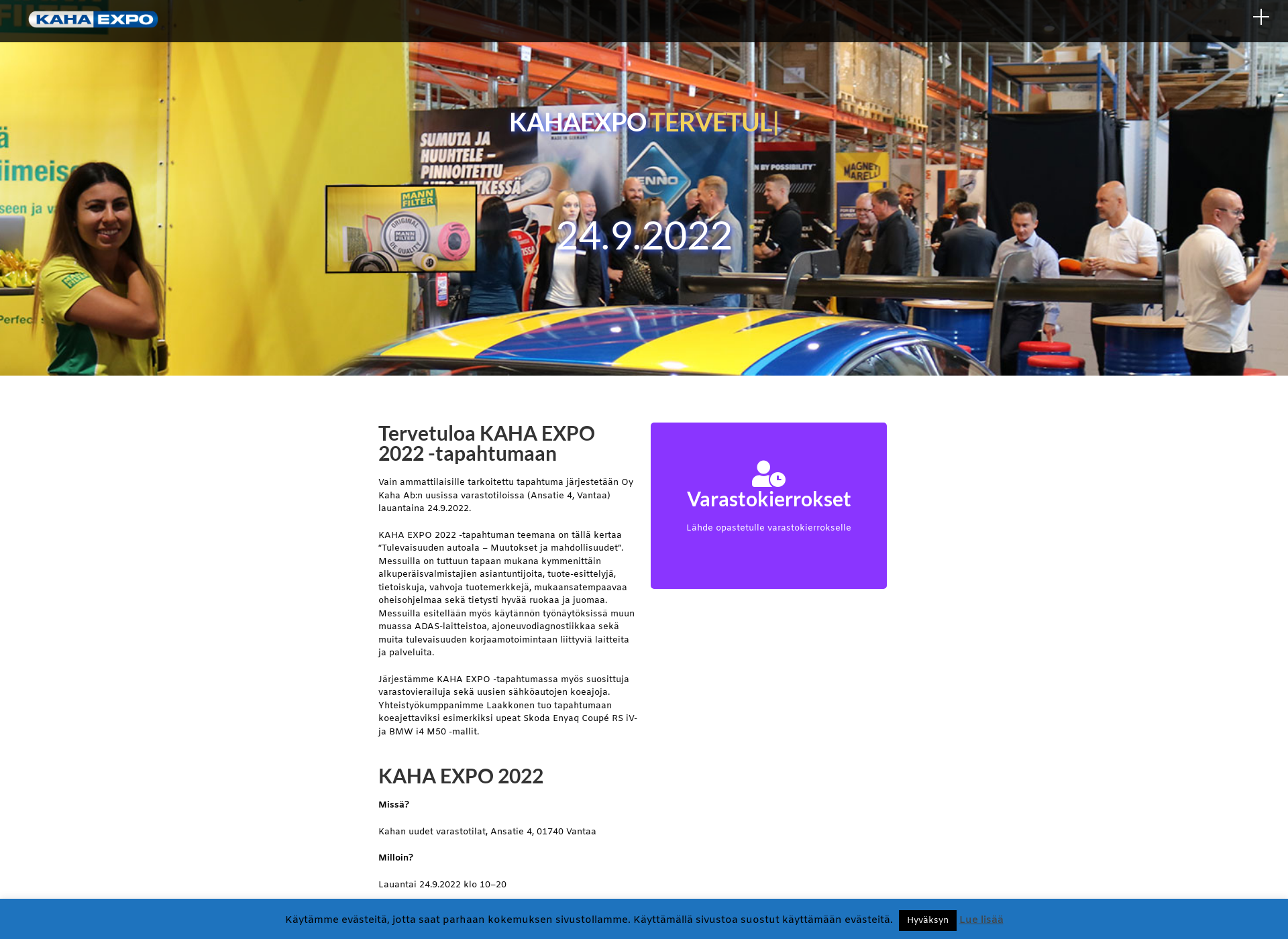 Skärmdump för kahaexpo.fi