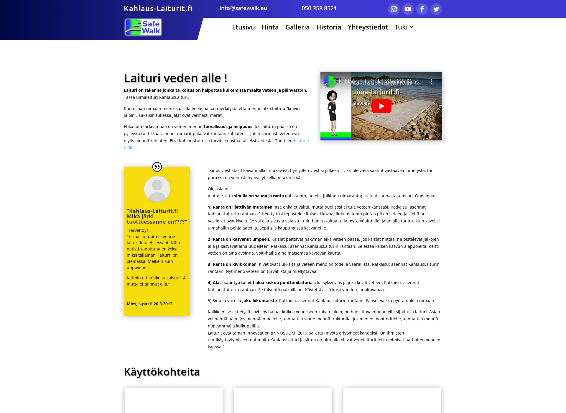 Skärmdump för kahlaus-laiturit.fi