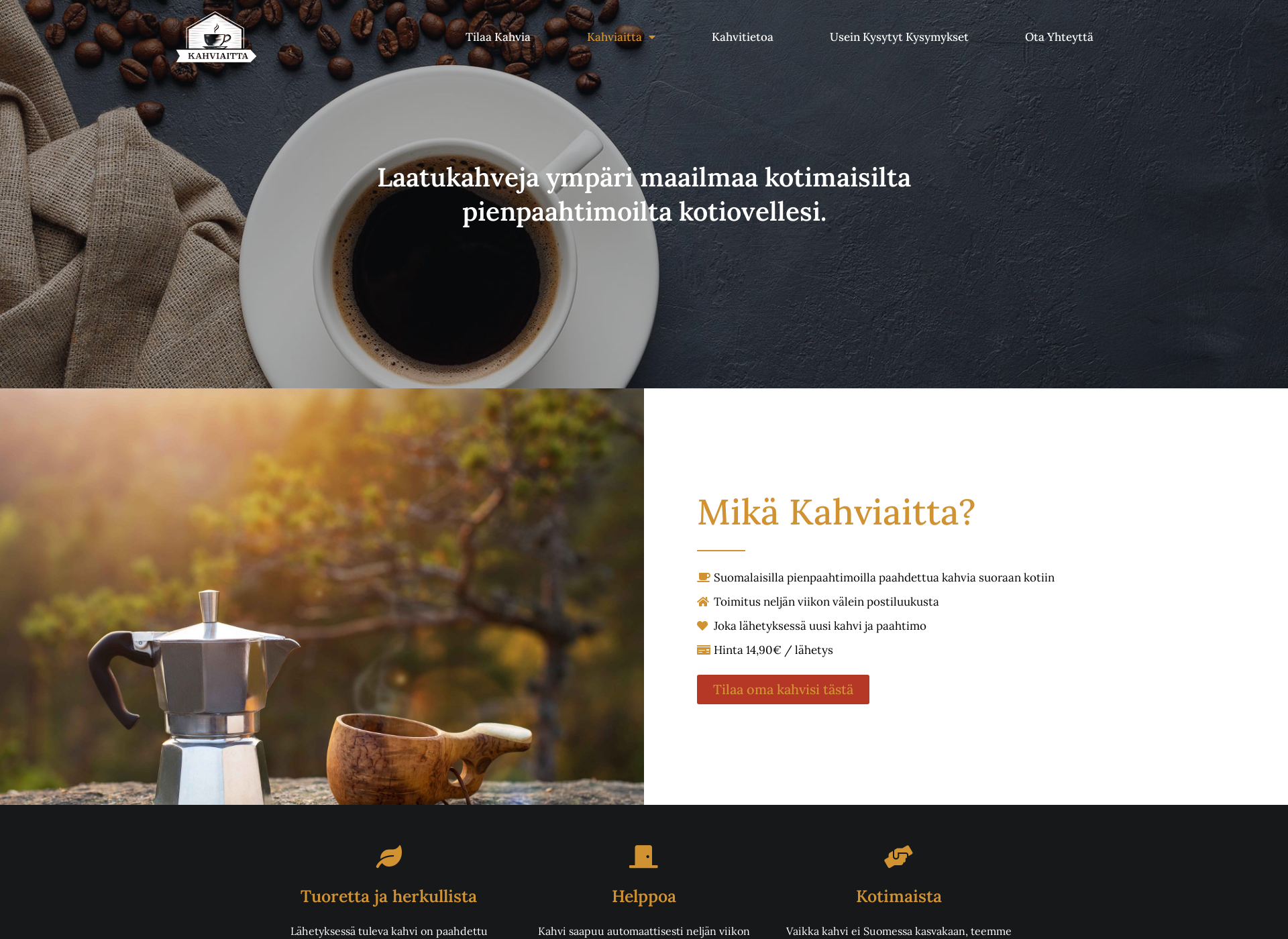 Skärmdump för kahviaitta.fi