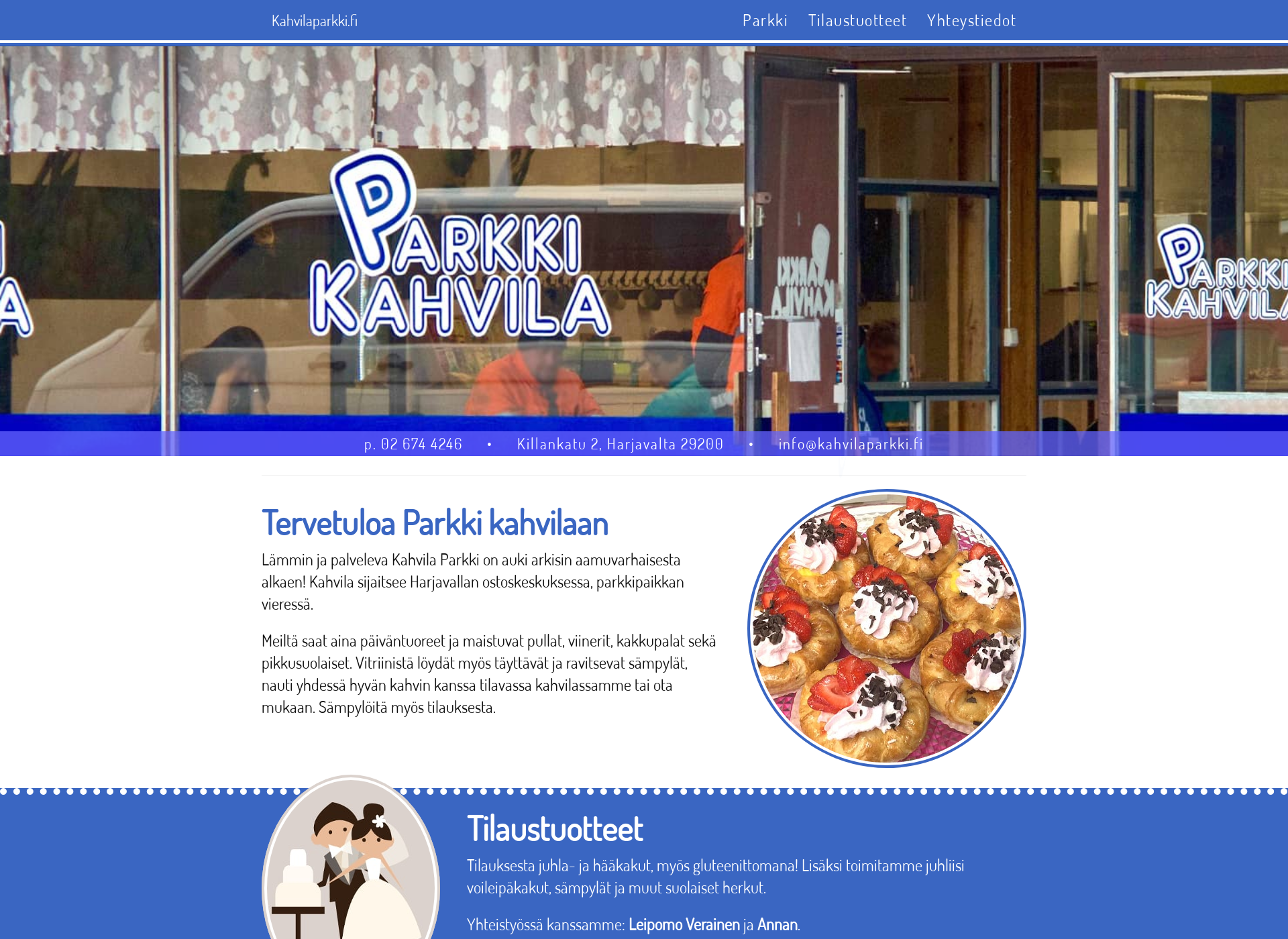 Skärmdump för kahvilaparkki.fi