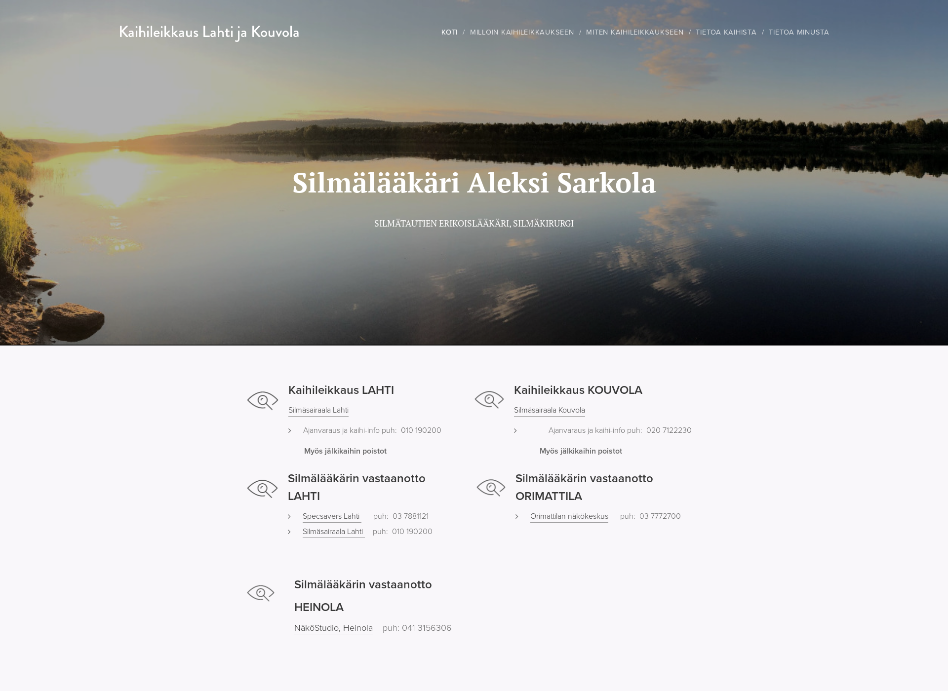 Skärmdump för kaihikirurgi.fi