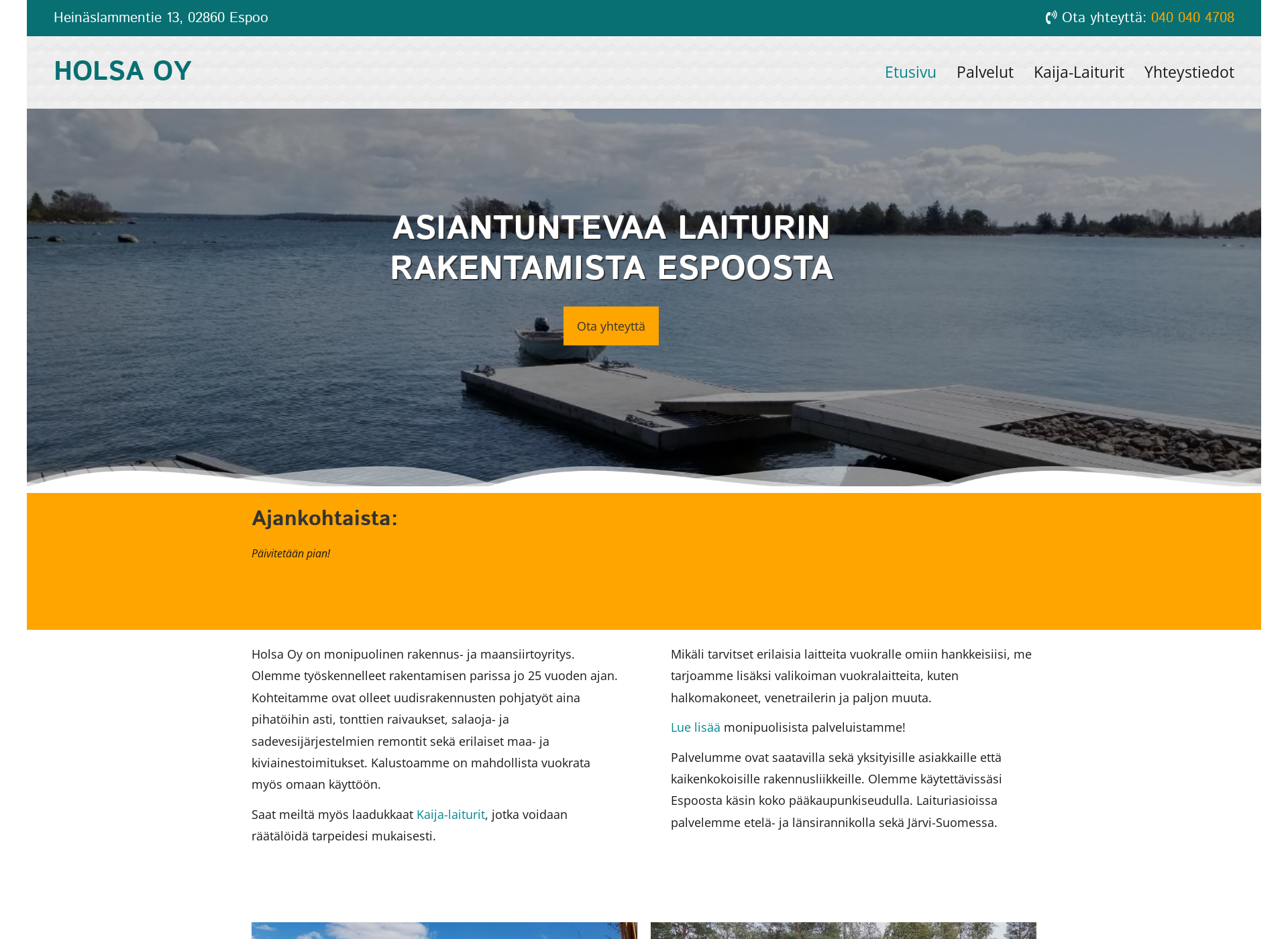 Skärmdump för kaija-laiturit.fi