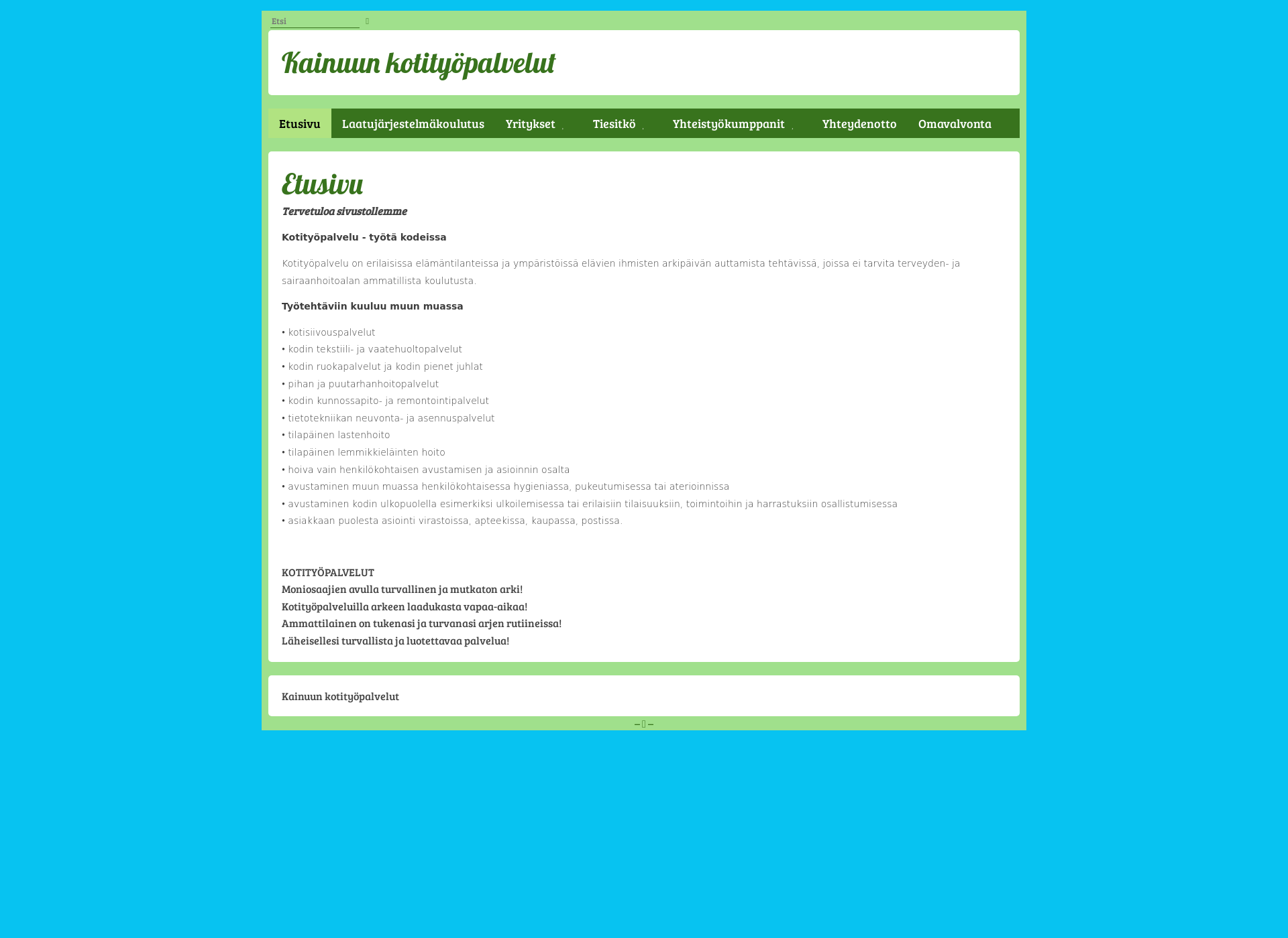 Screenshot for kainuunkotityopalvelut.fi