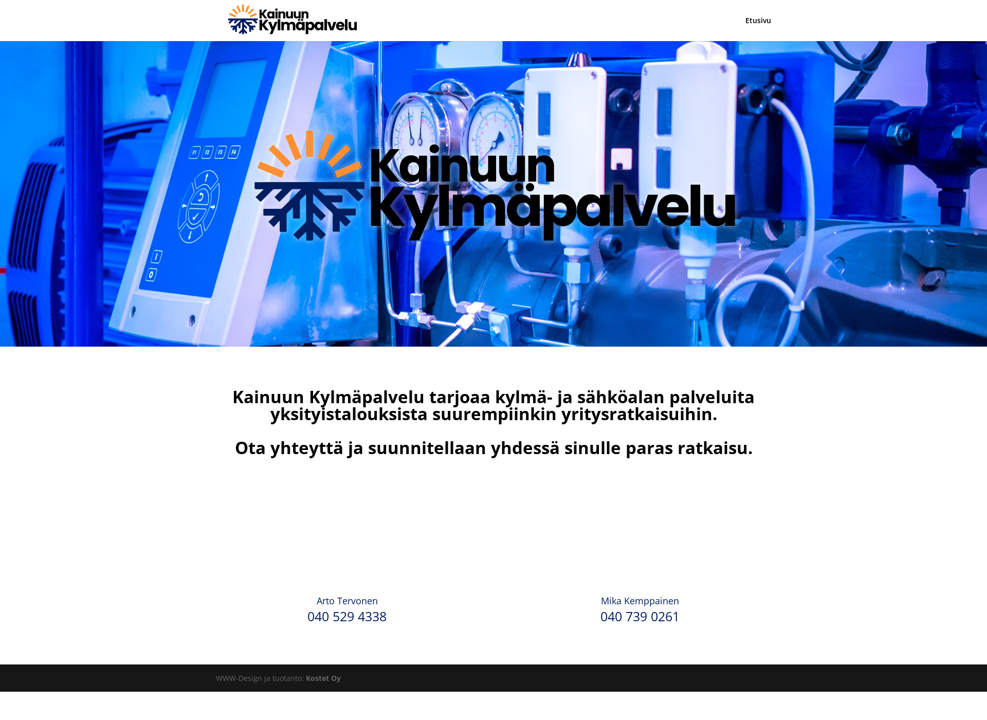 Screenshot for kainuunkylmapalvelu.fi