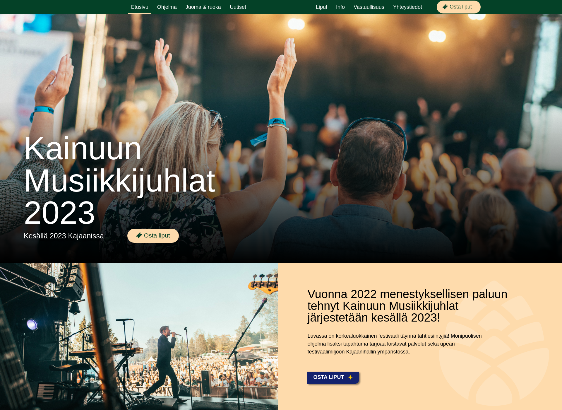 Skärmdump för kainuunmusiikkijuhlat.fi