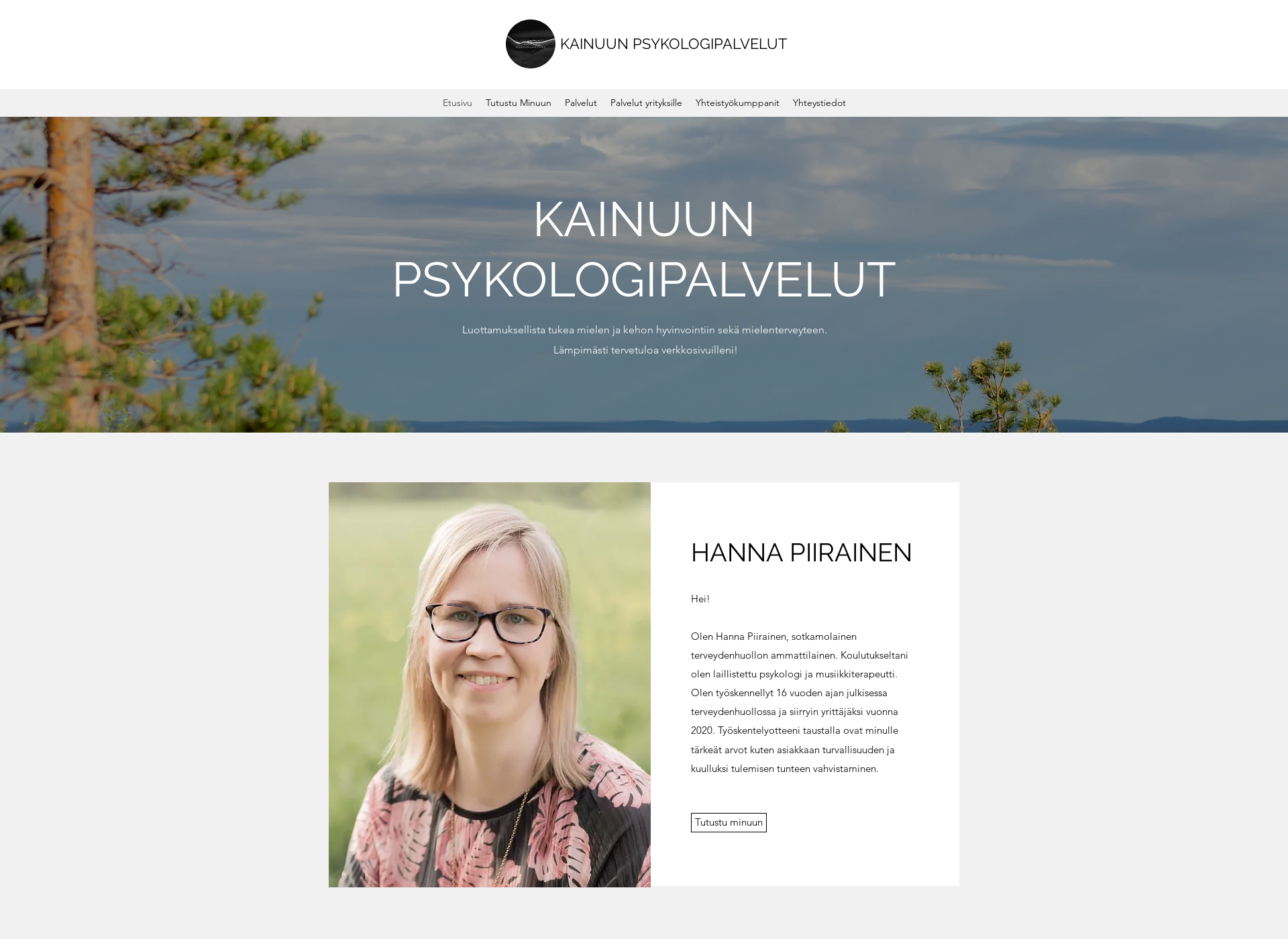 Skärmdump för kainuunpsykologipalvelut.fi