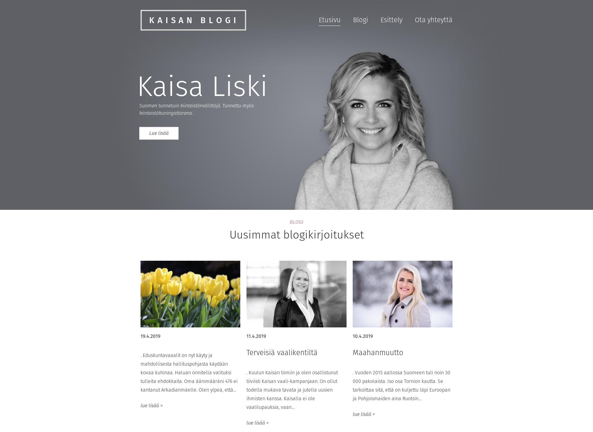 Skärmdump för kaisanblogi.fi