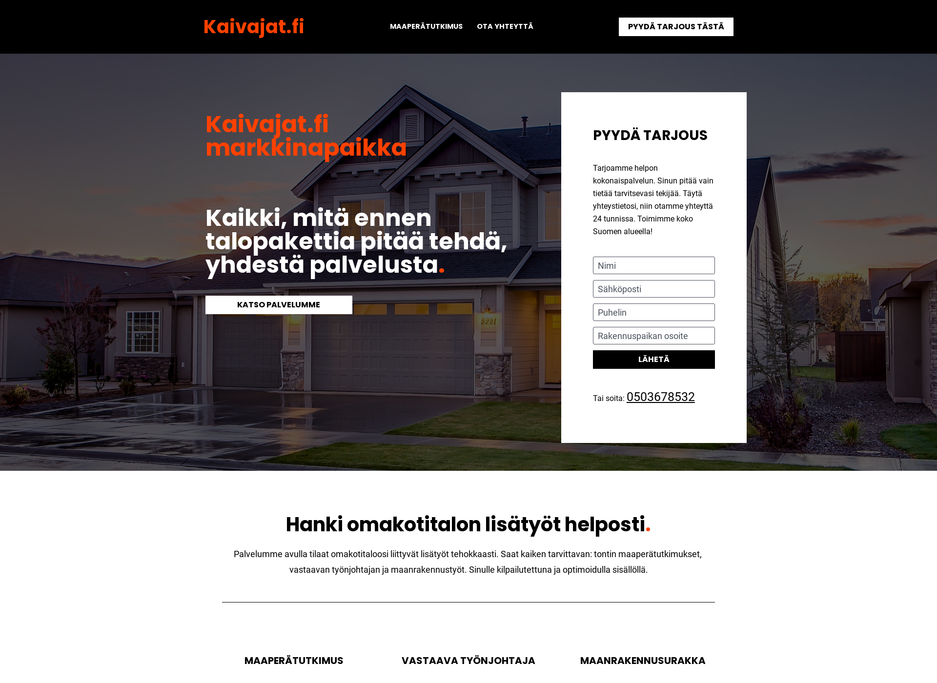 Skärmdump för kaivajat.fi