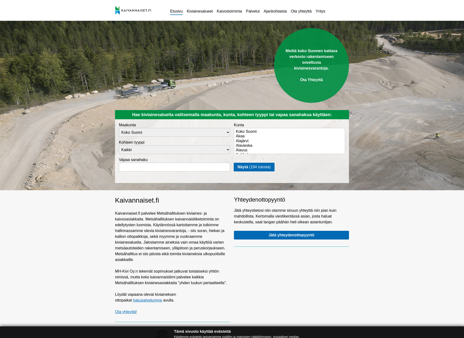 Screenshot for kaivannaiset.fi