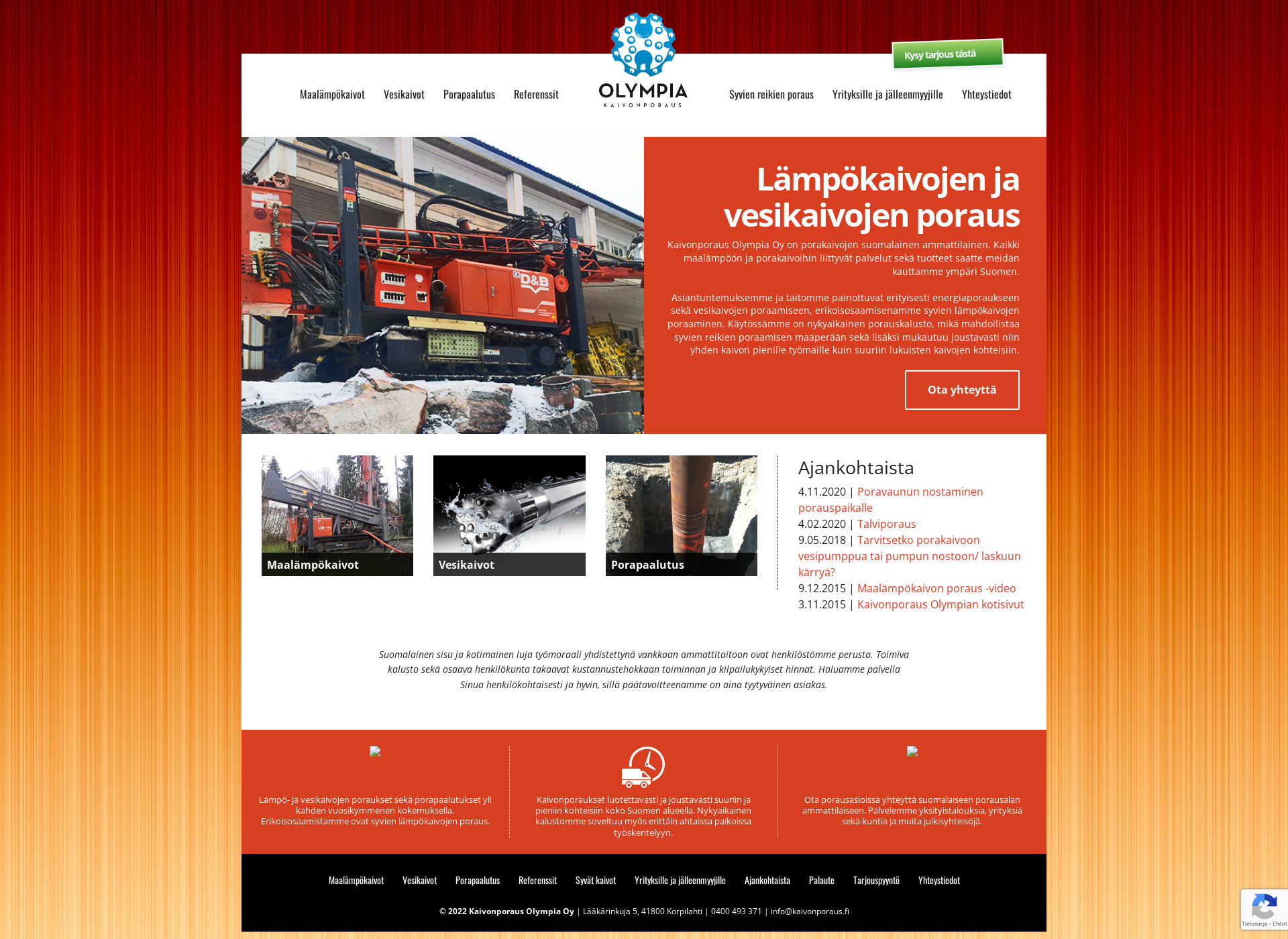 Skärmdump för kaivonporaus.fi