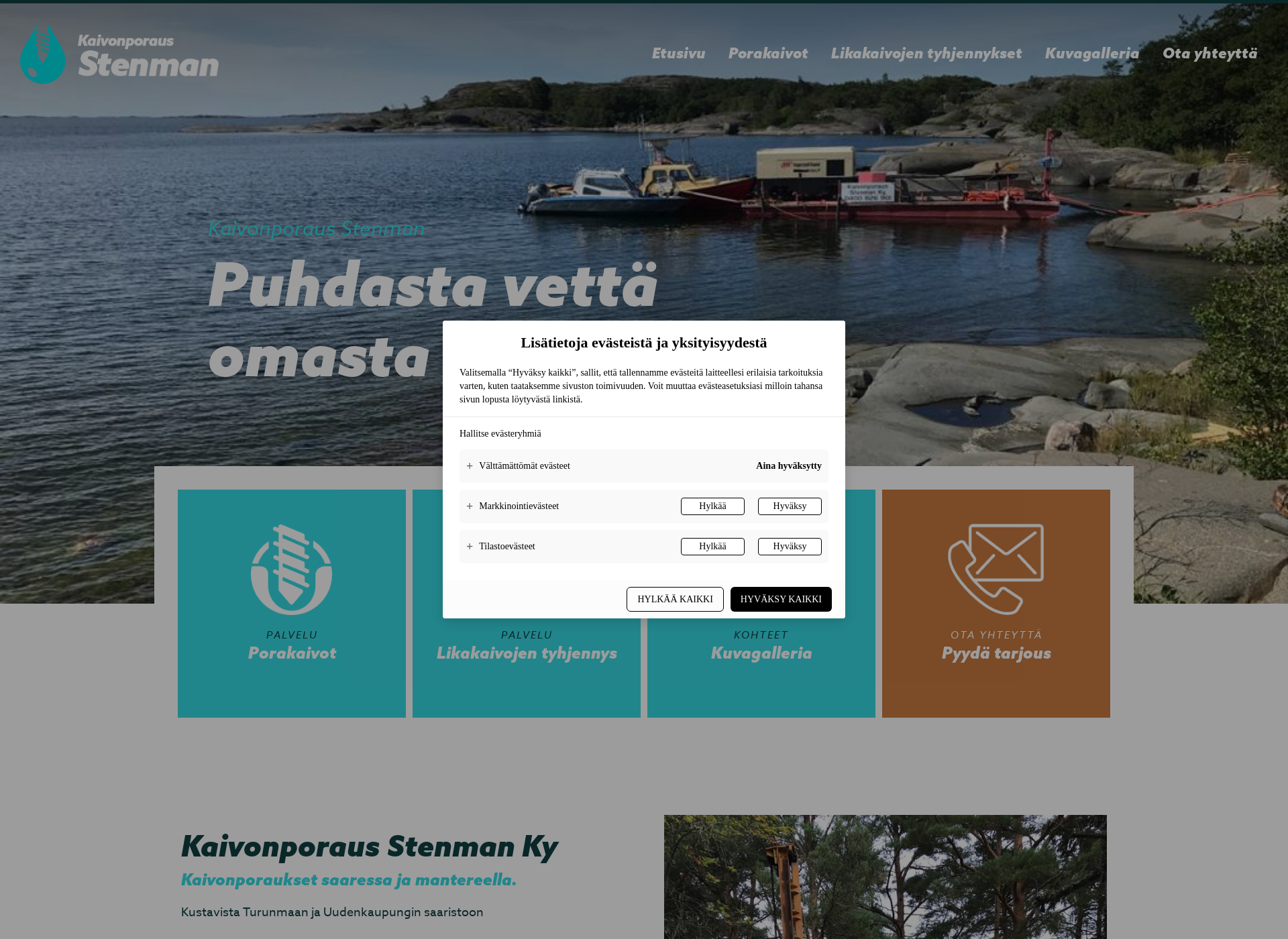 Skärmdump för kaivonporausstenman.fi