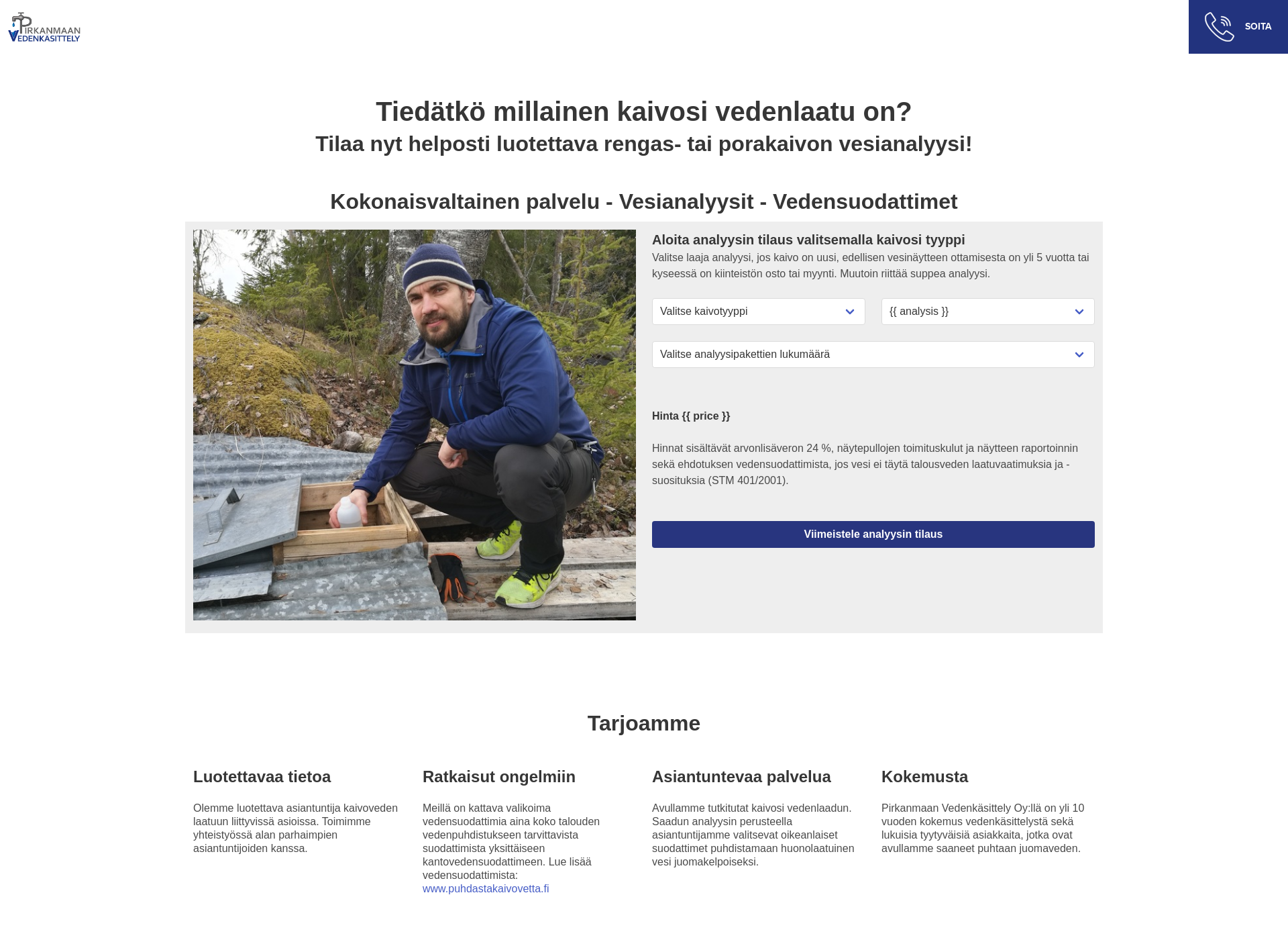 Skärmdump för kaivovesianalyysit.fi