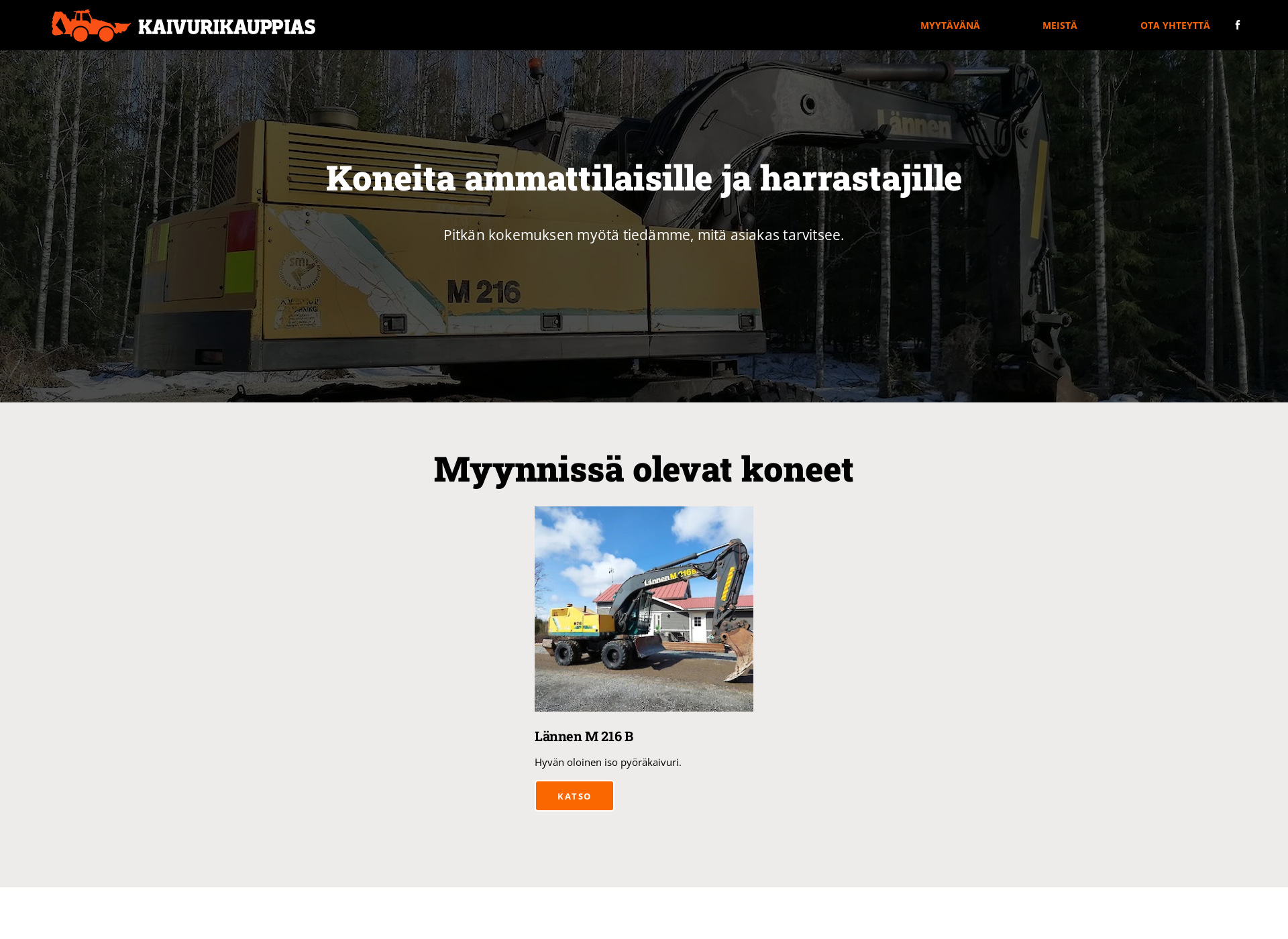 Skärmdump för kaivurikauppa.fi