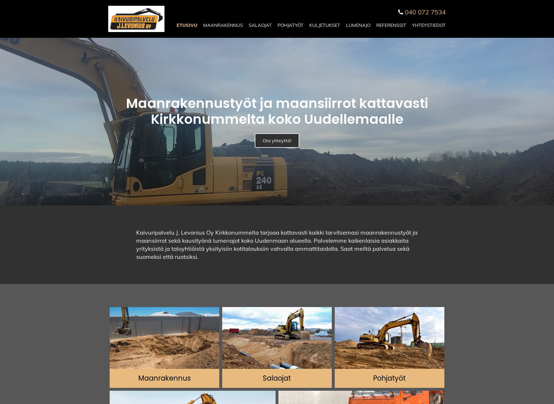 Screenshot for kaivuripalvelulevonius.fi