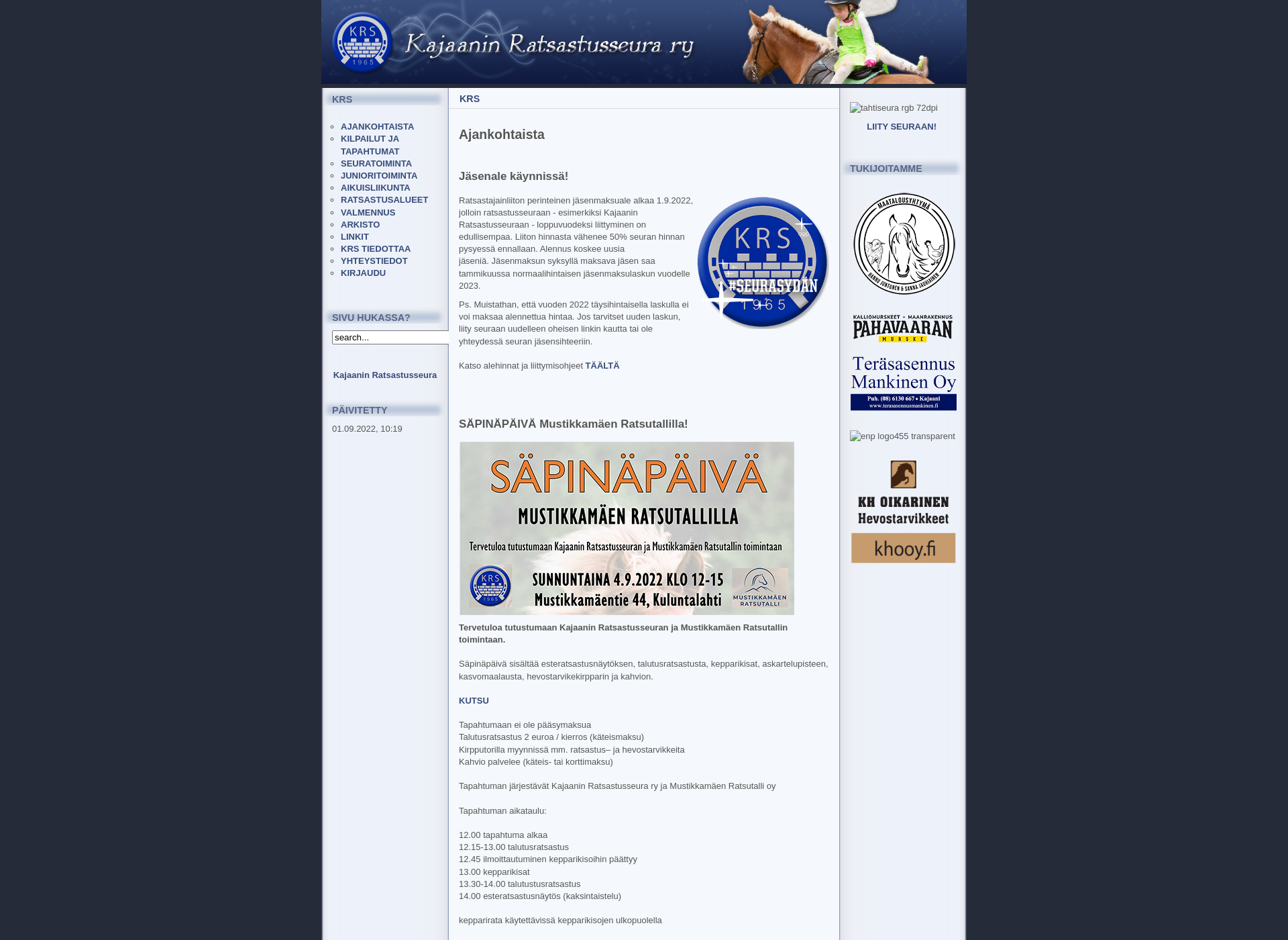 Screenshot for kajaaninratsastusseura.fi