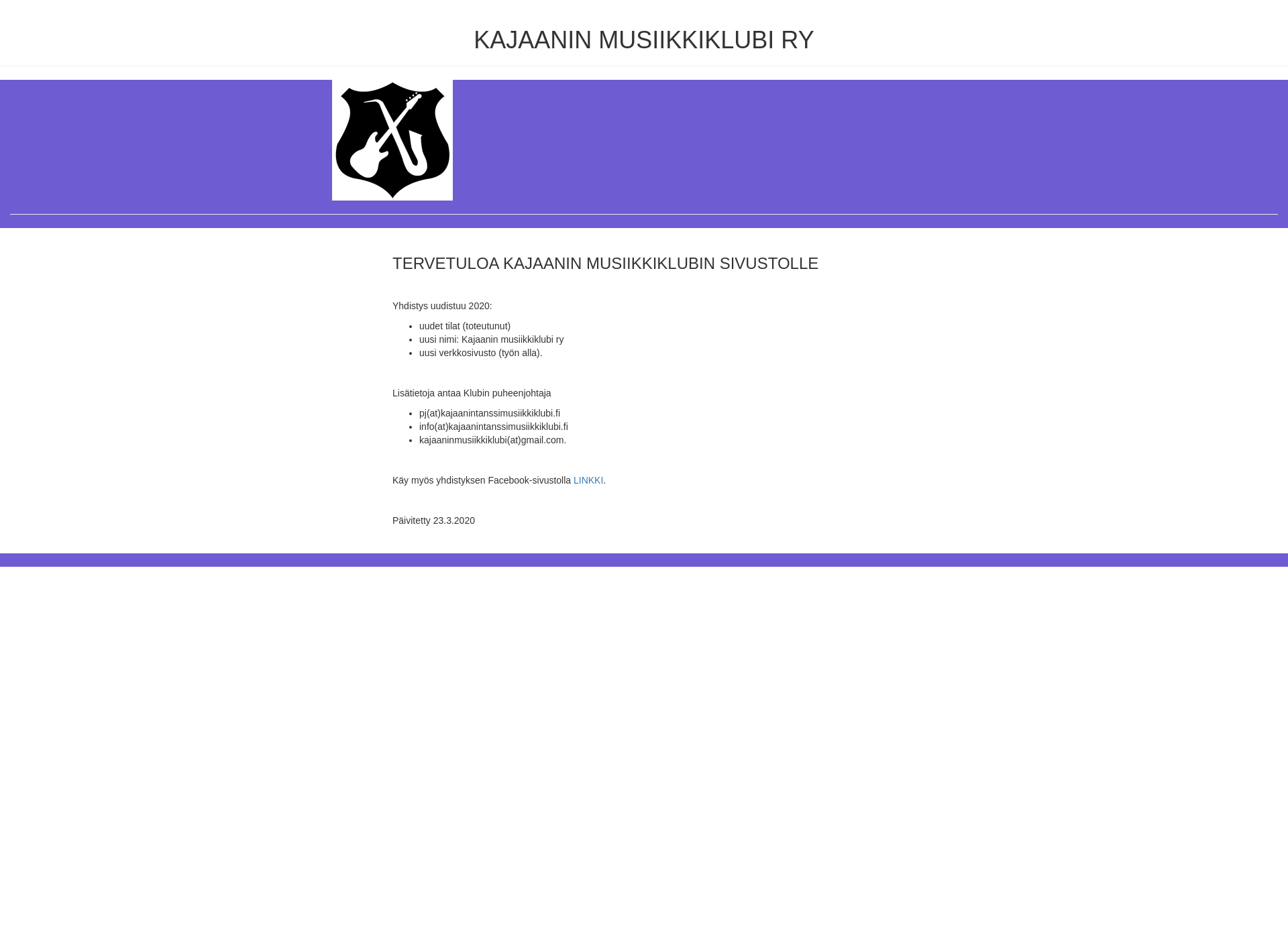 Skärmdump för kajaanintanssimusiikkiklubi.fi
