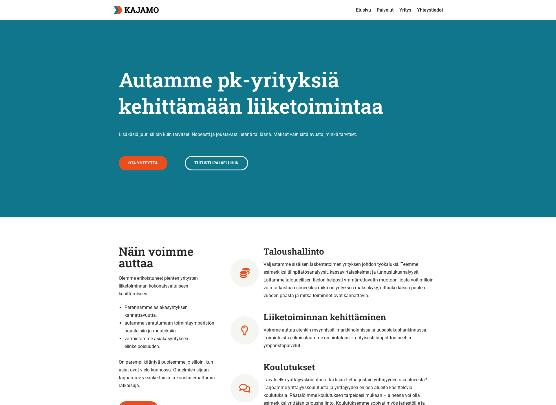 Skärmdump för kajamo.fi