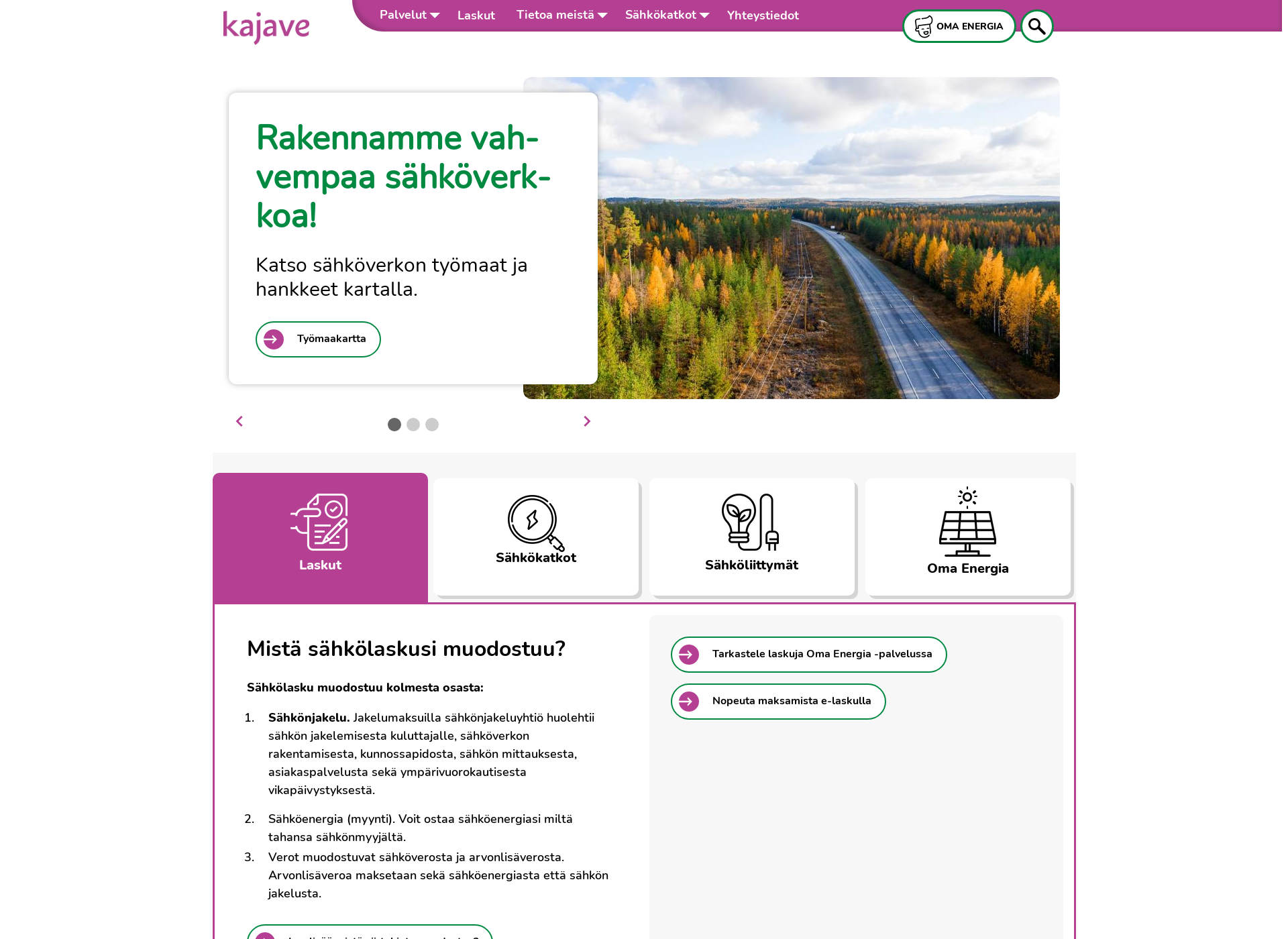 Skärmdump för kajave.fi