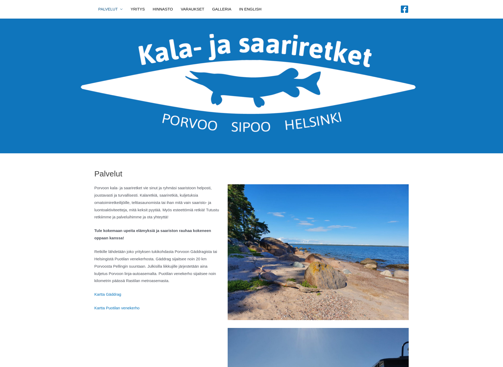 Skärmdump för kalajasaariretket.fi