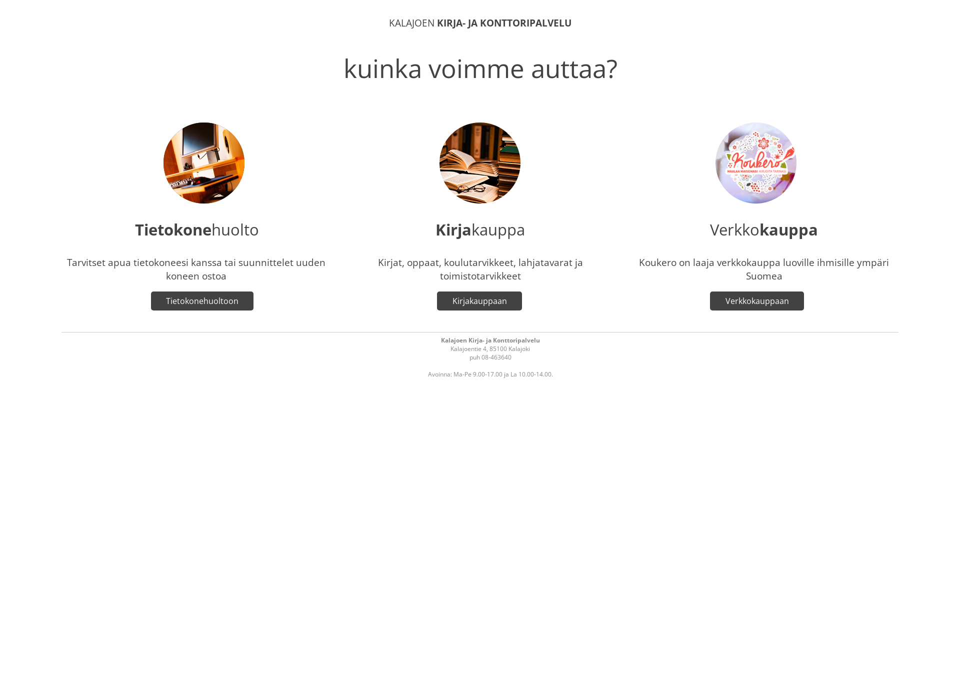 Skärmdump för kalajoenkirja.fi