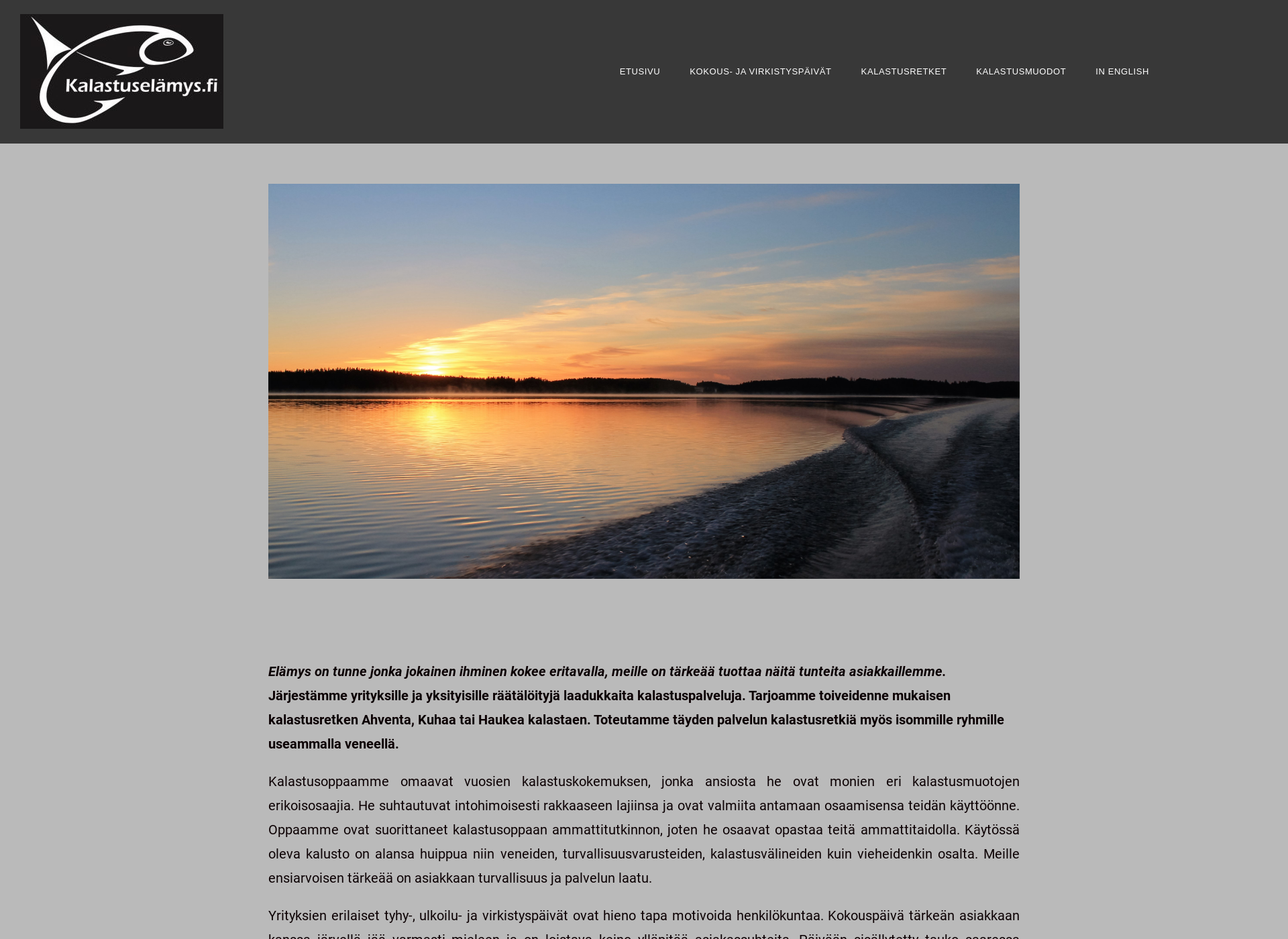 Skärmdump för kalastuselämys.fi